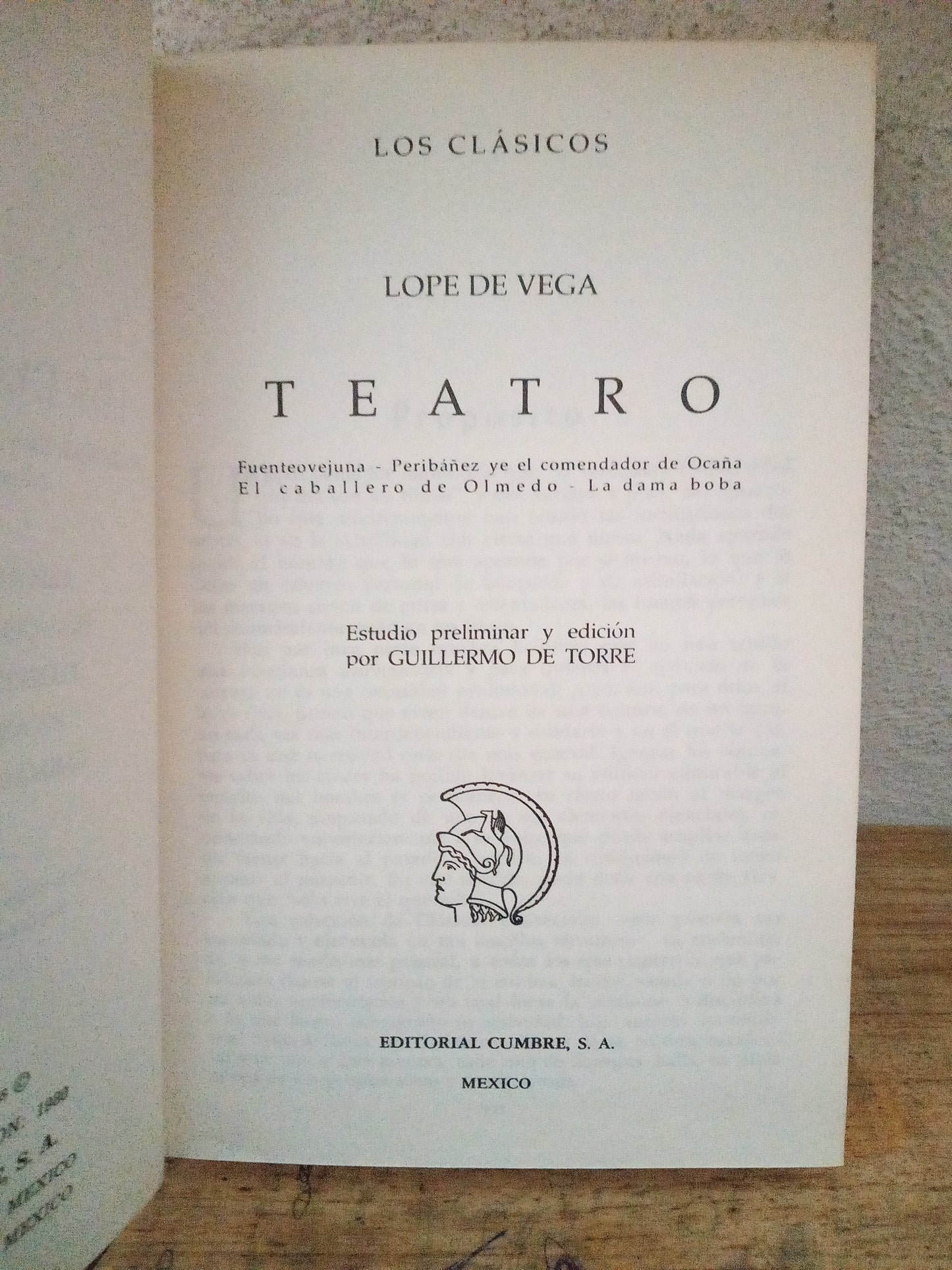 TEATRO LOPE DE VEGA USADO NOVELA LITERARIO 305