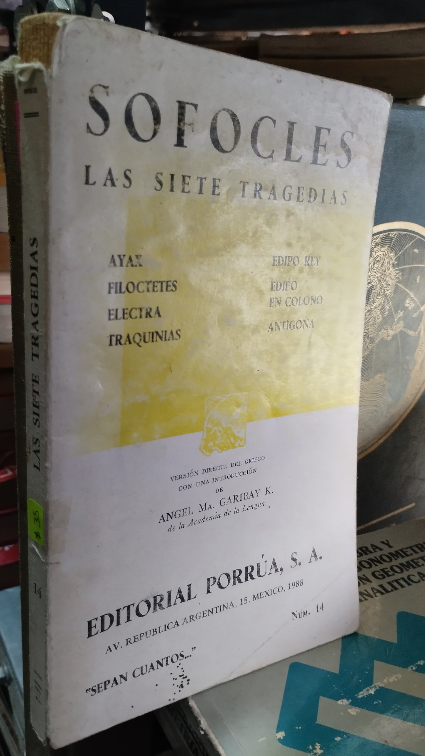 LAS SIETE TRAGEDIAS POR SOFOCLES LIBRO USADO NOVELAS ALDAMA