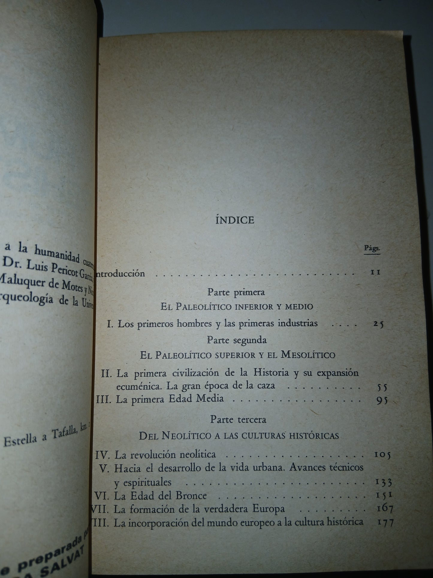 LA HUMANIDAD PREHISTÓRICA POR LUIS PERICOT Y JUAN MALUQUER DE MOTES USADO ANTROPOLOGÍA LITERARIO 207