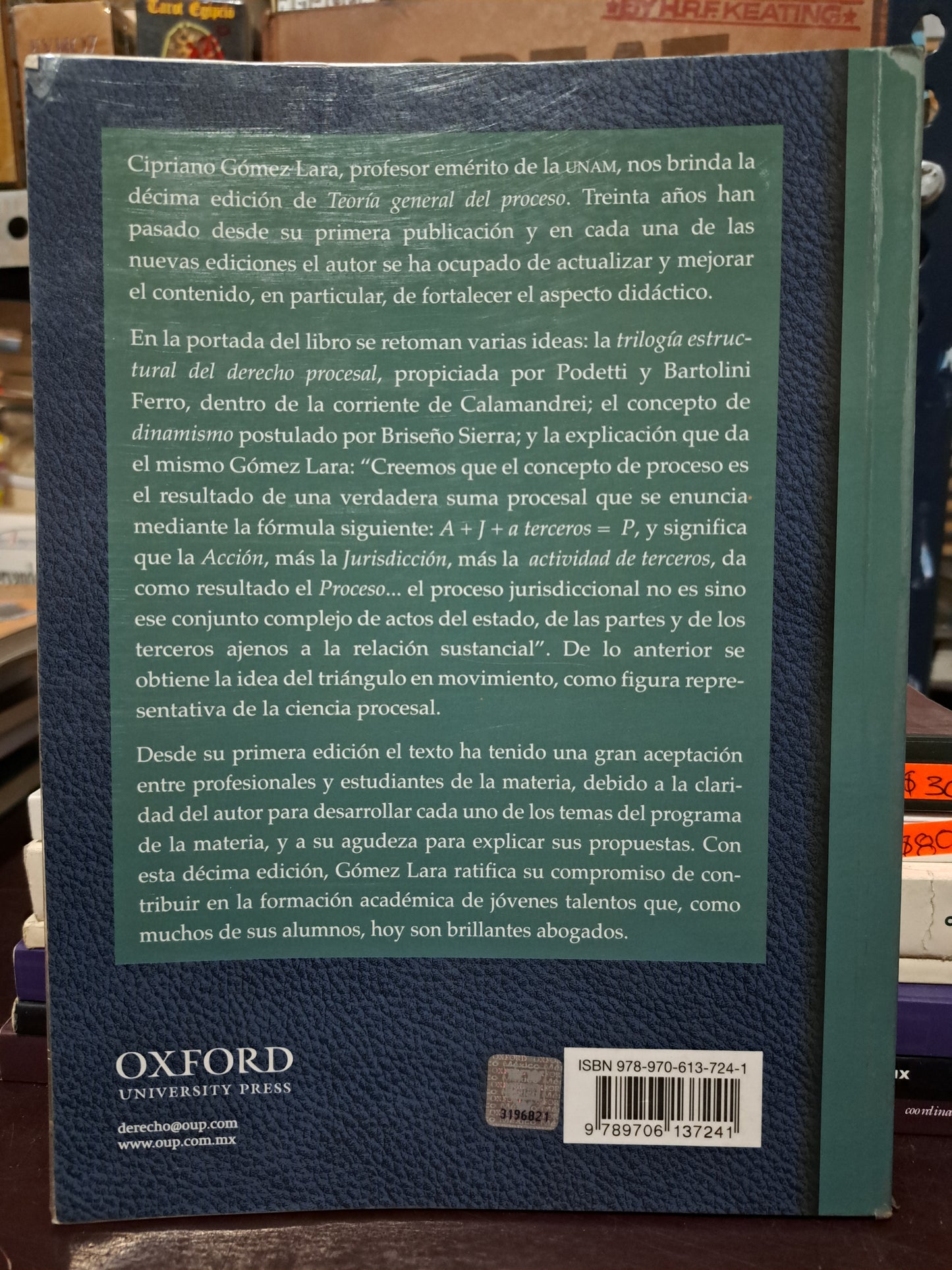 TEORÍA GENERAL DEL PROCESO DÉCIMA EDICIÓN CIPRIANO GÓMEZ LARA USADO DERECHO LITERARIO 305