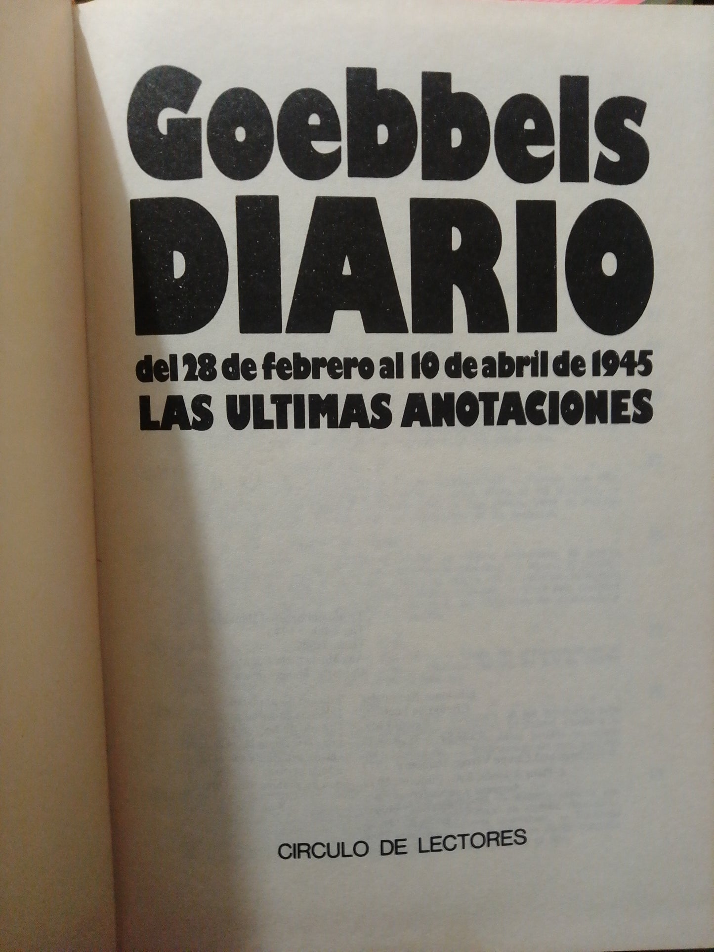 DIARIO POR JOSEPH GOEBBELS USADO NOVELA JUÁREZ
