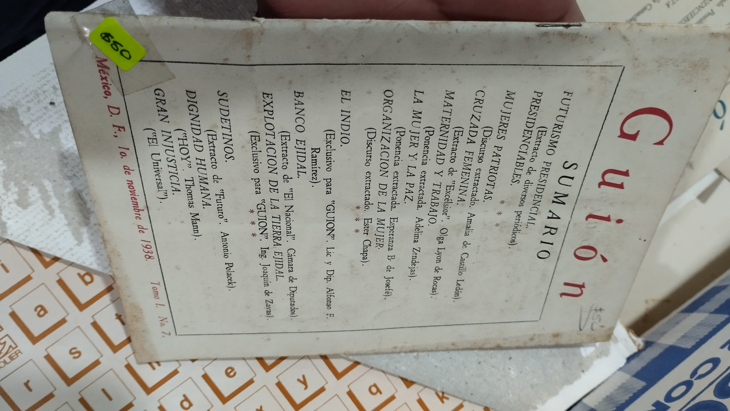 GUION SUMARIO POR EL DIRECTOR JOSE GOMEZ ROBLEDA LIBRO USADO ANTIGUO ALDAMA