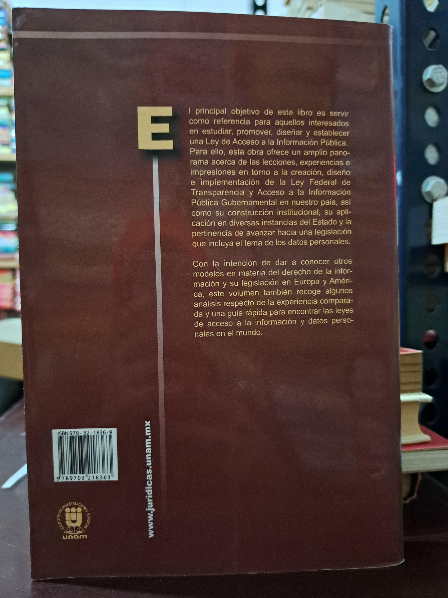 TRANSPARENTAR AL ESTADO: LA EXPERIENCIA MEXICANA DE ACCESO A LA INFORMACIÓN COORD. HUGO A. CONCHA CANTÚ, SEGIO LÓPEZ AYLLÓN, LUCY TACHER EPELSTEIN USADO HISTORIA LITERARIO 305