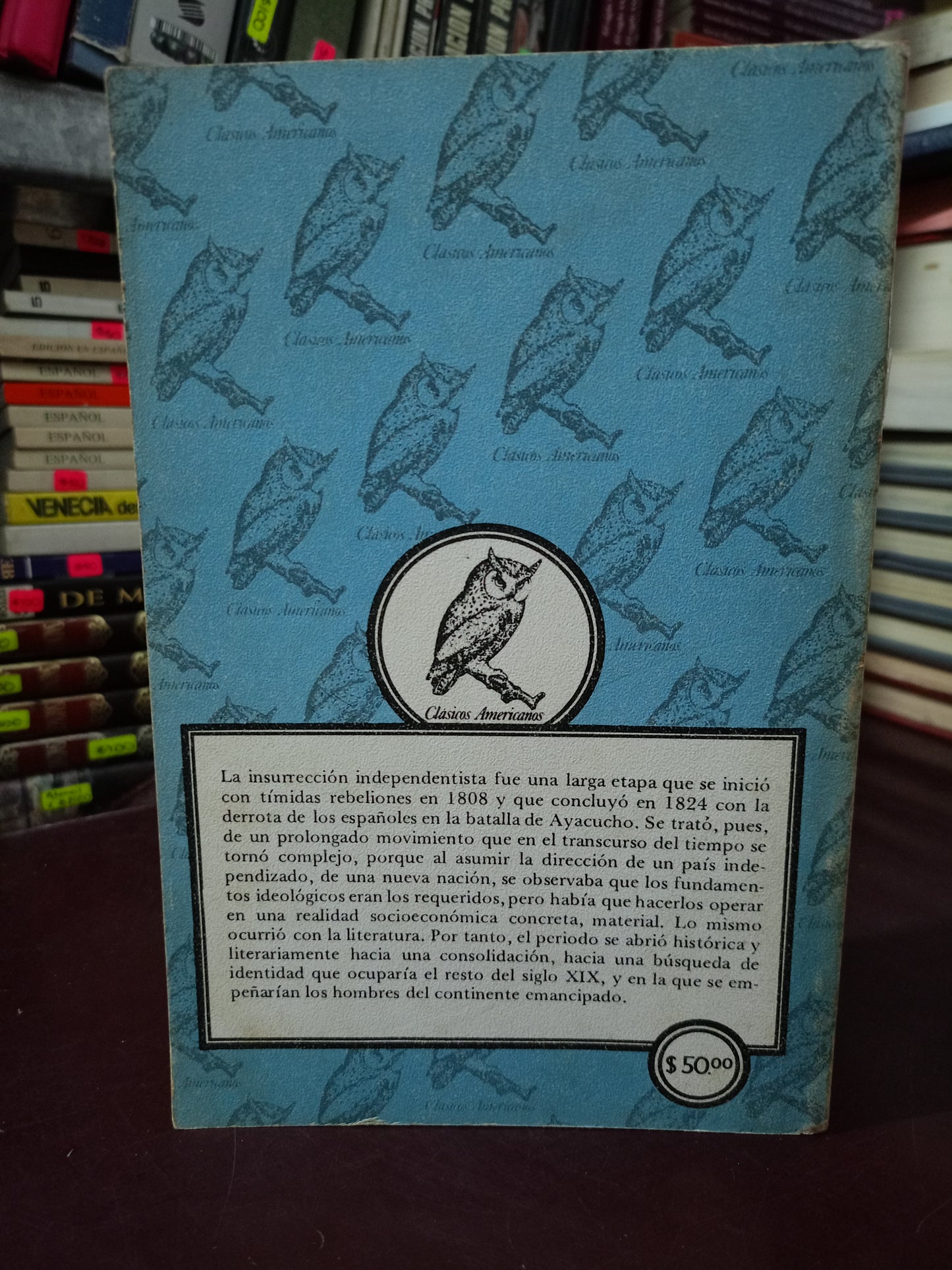 LETRAS HISPANOAMERICANAS EN LA ÉPOCA DE LA INDEPENDENCIA USADO NOVELA LITERARIO 305