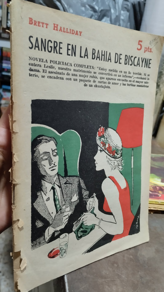SANGRE EN LA BAHIA DE BISCAYNE POR BRETT HALLIDAY LIBRO USADO ANTIGUO ALDAMA