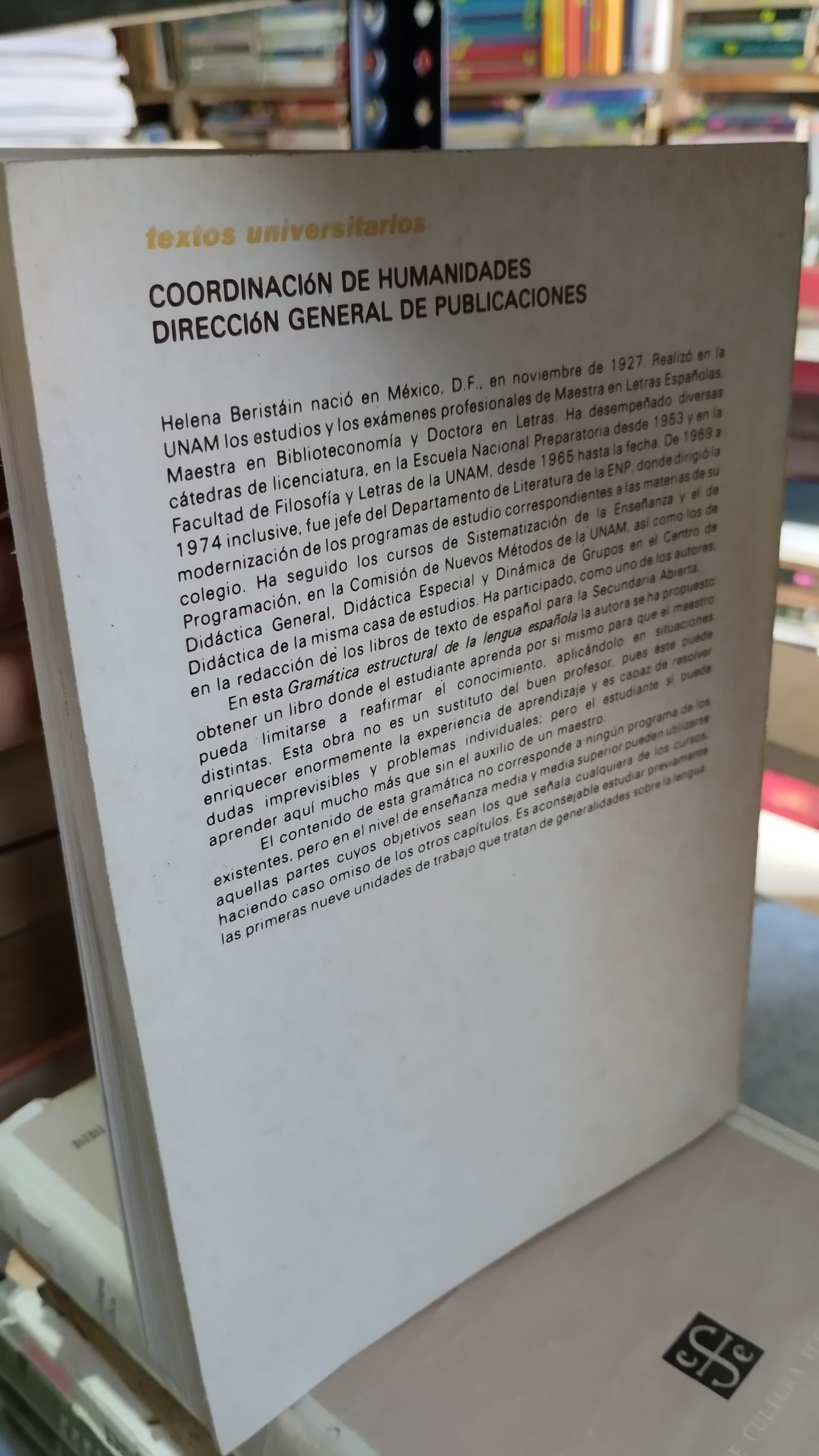 GRAMATICA ESTRUCTURAL DE LA LENGUA ESPAÑOLA POR HELENA BERISTAN LIBRO USADO EDUCACIÓN ALDAMA