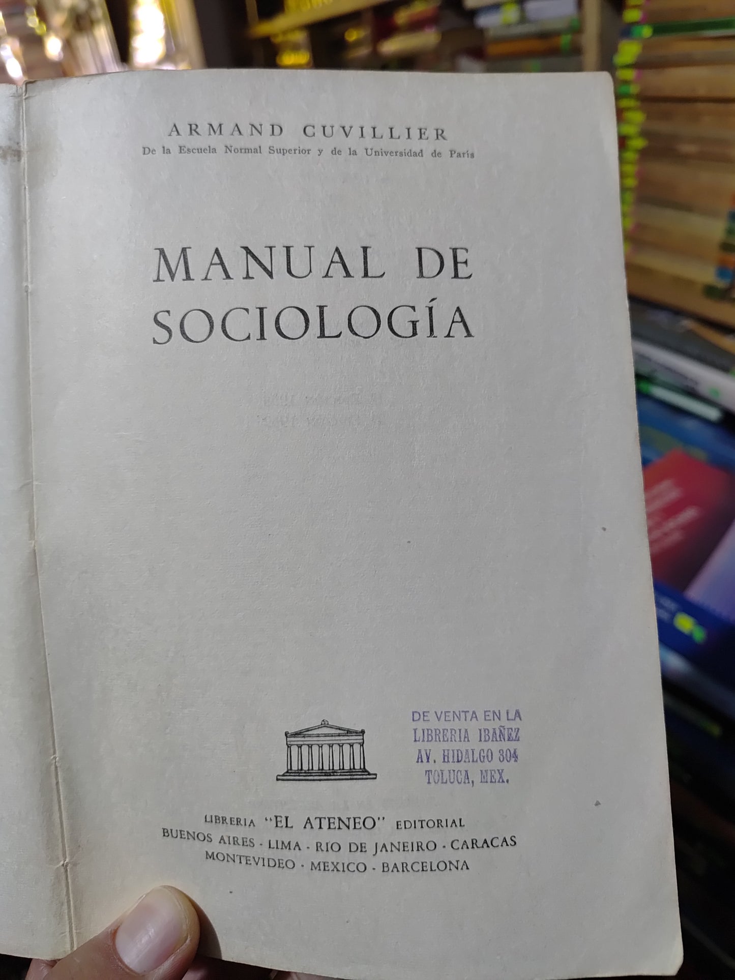 MANUAL DE SOCIOLOGIA POR ARMAND CUVILLIER USADO SOCIOLOGIA JUAREZ 507