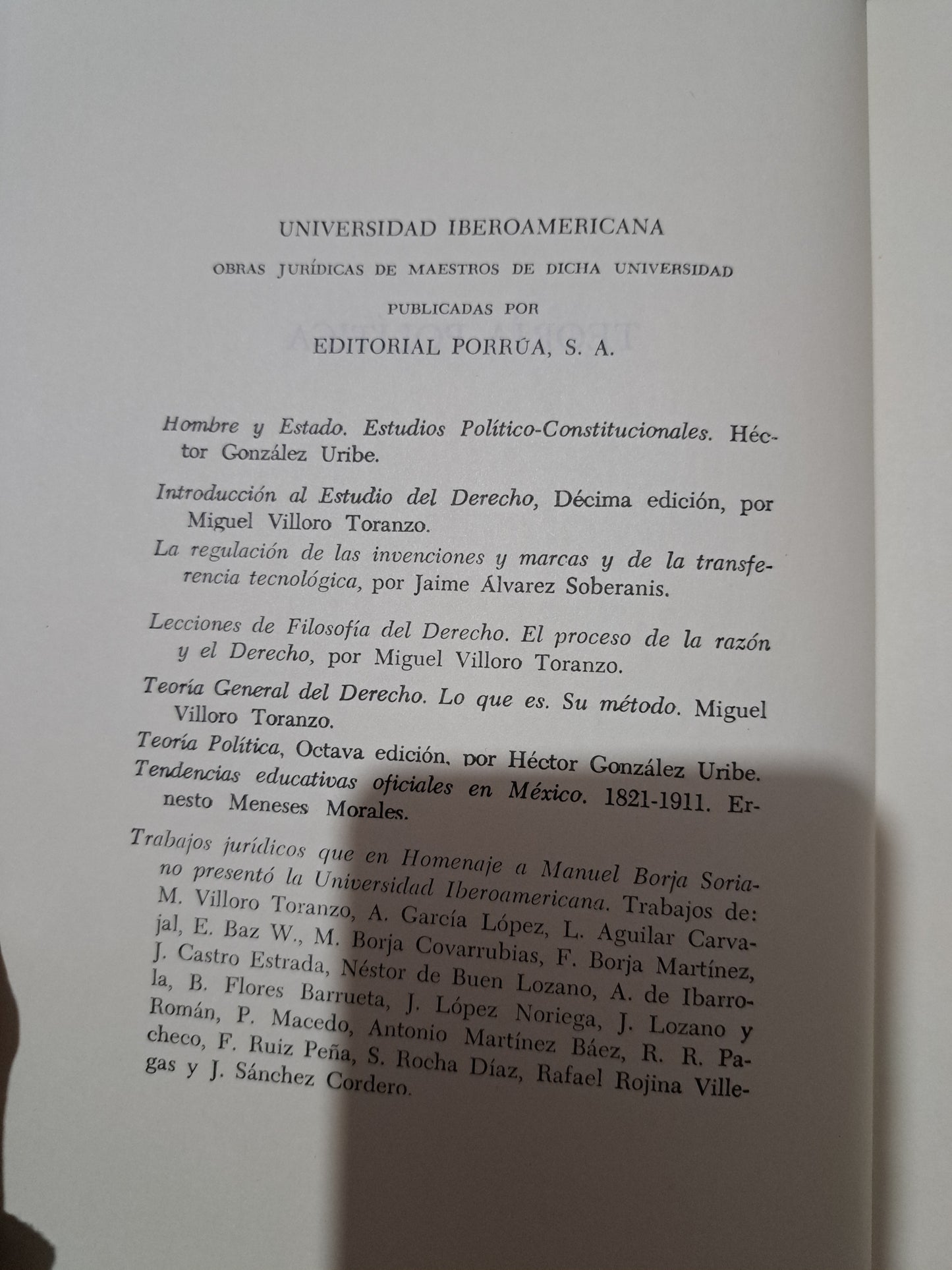 TEORÍA POLÍTICA HÉCTOR GONZÁLEZ URIBE USADO DERECHO LITERARIO 305