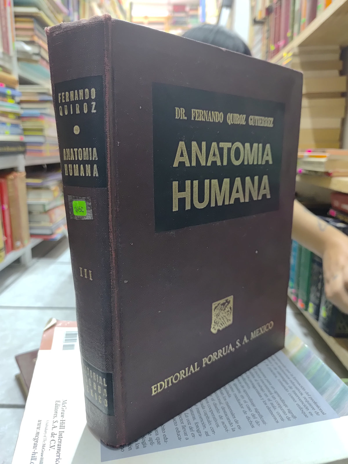 ANATOMIA HUMANA 3 POR FERNANDO QUIROZ GUTIERREZ USADO SALUD JUAREZ 507