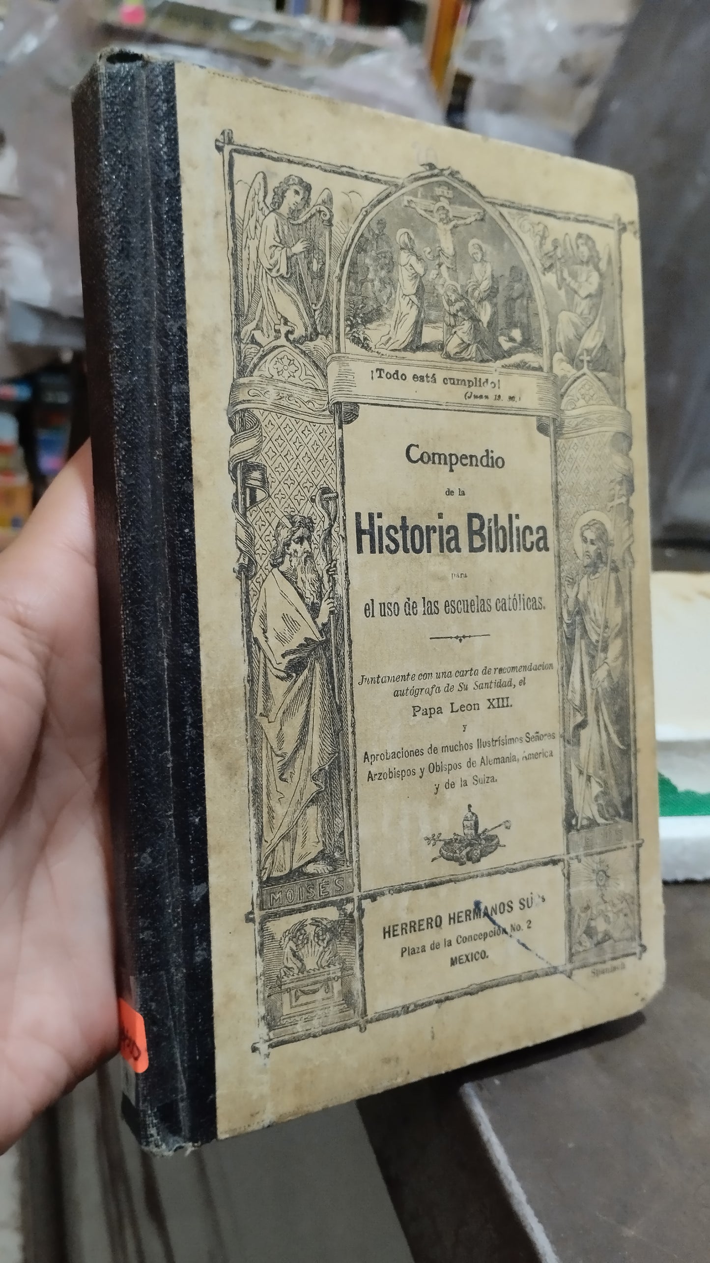COMPENDIO DE LA HISTORIA BIBLICA PARA EL USO DE LAS ESCUELAS CATOLICAD POR L O BUSINGUER RECTOR LIBRO USADO ANTIGUO ALDAMA