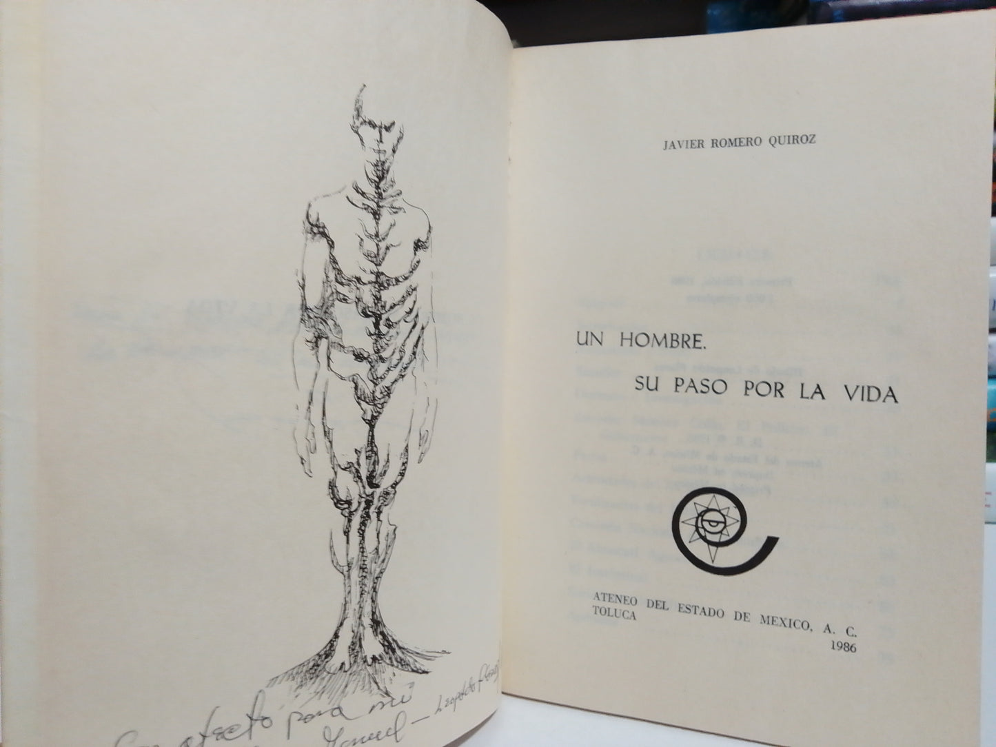 UN HOMBRE SU PASO POR LA VIDA POR JAVIER ROMERO QUIROZ USADO NOVELA JUÁREZ