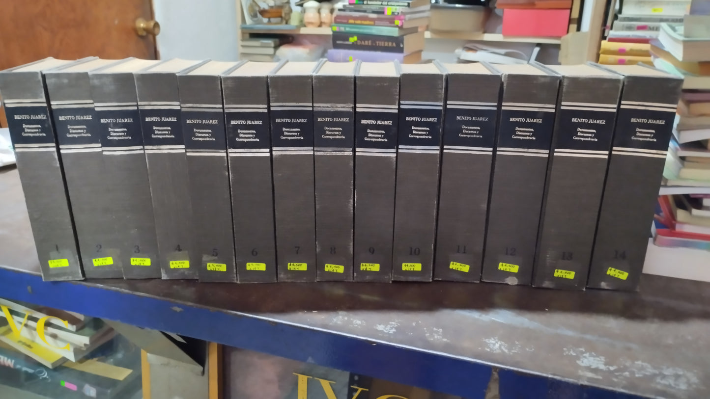 BENITO JUAREZ DOCUMENTOS DISCURSOS Y CORRESPONDENCIA 14 TOMOS LIBRO USADO ANTIGUO ALDAMA