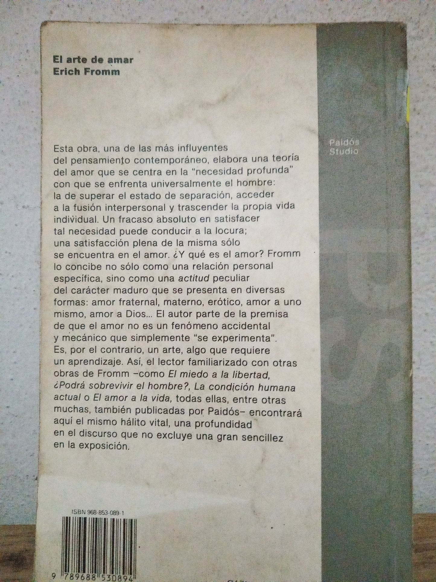 EL ARTE DE AMAR ERICH FROMM USADO S.PERSONAL LITERARIO 305