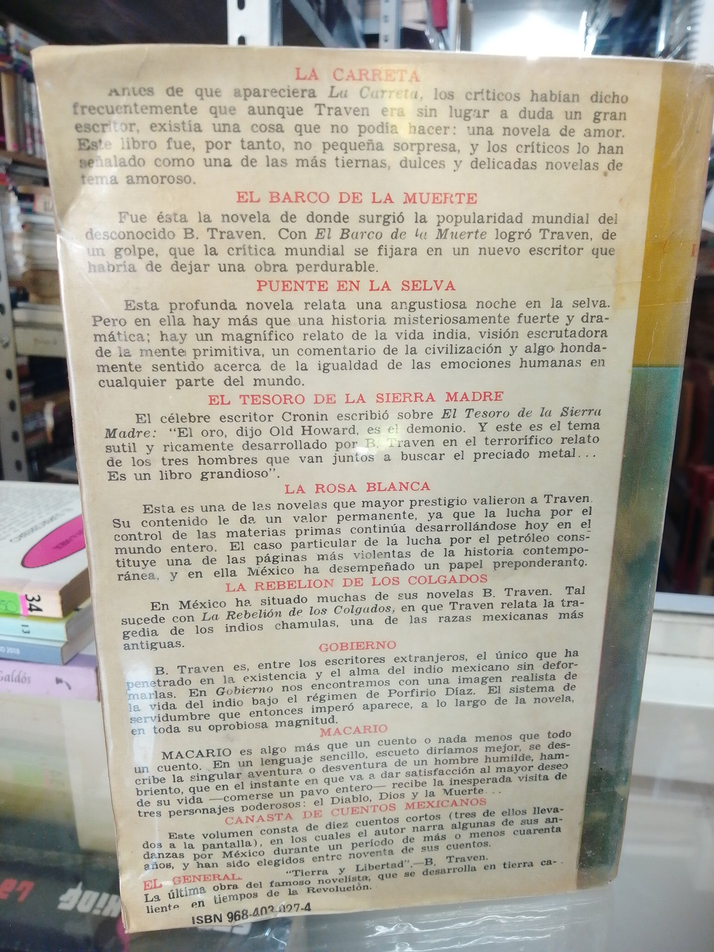 LA CARRETA POR B. TRAVEN USADO NOVELAS JUAREZ