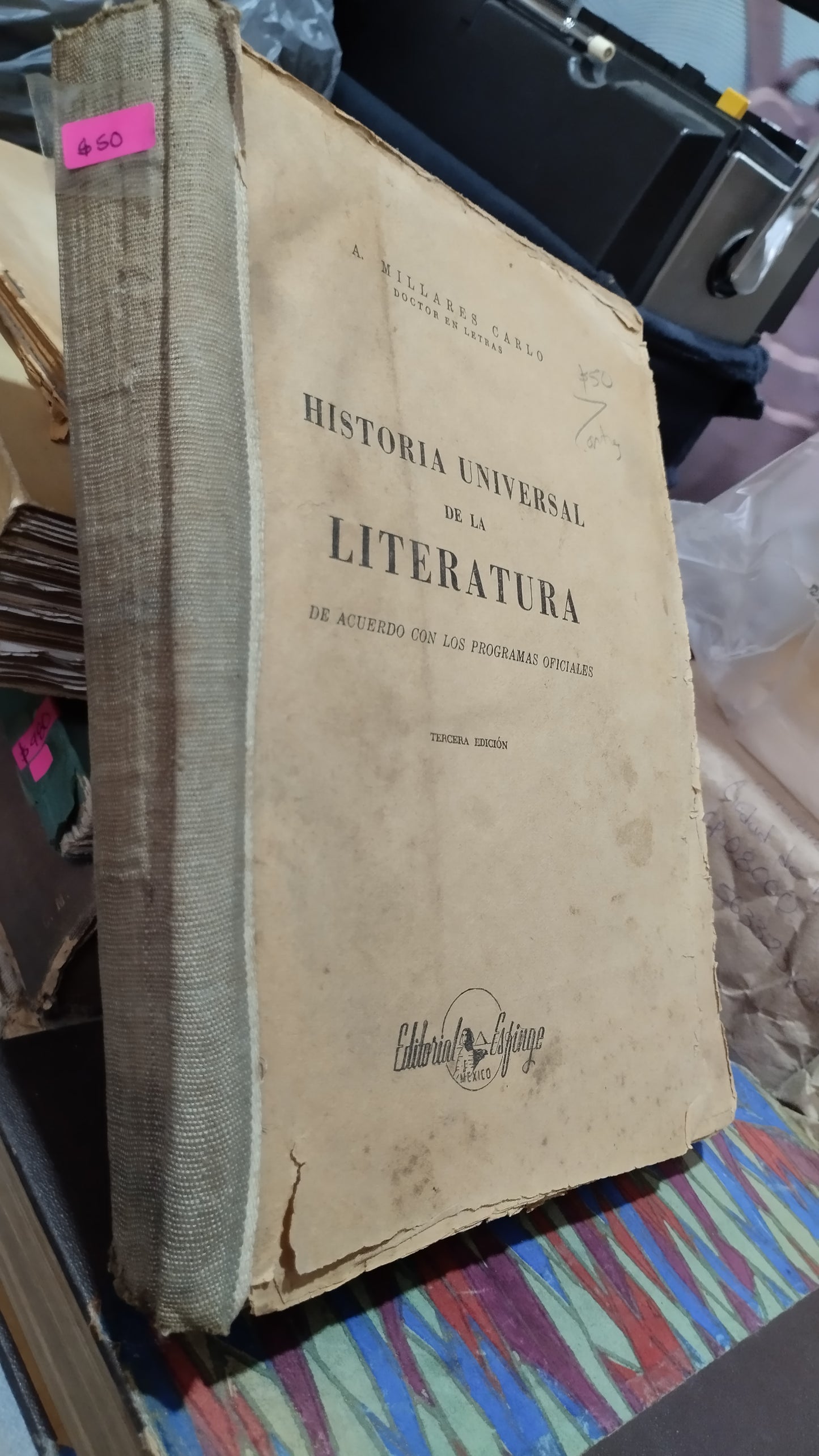 HISTORIA UNIVERSAL DE LA LITERATURA POR A MILITARES CARLO LIBRO USADO ANTIGUO ALDAMA