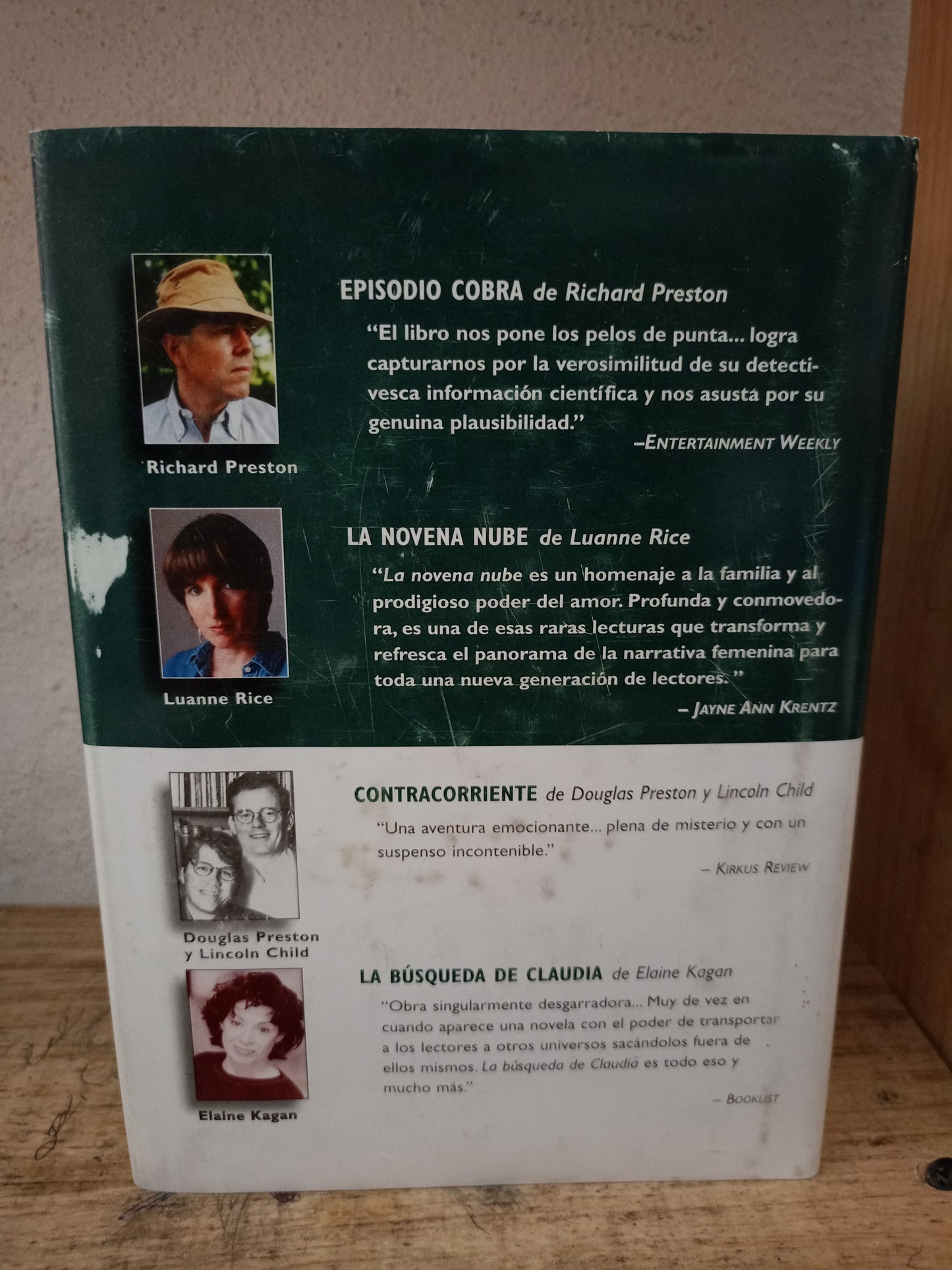 EPISODIO COBRA RICHARD PRESTON LA NOVENA NUBE LUANNE RICE CONTRACORRIENTE DOUGLAS PRESTON Y LINCOLN CHILD LA BÚSQUEDA DE CLAUDIA ELAINE KAGAN USADO NOVELA LITERARIO 305