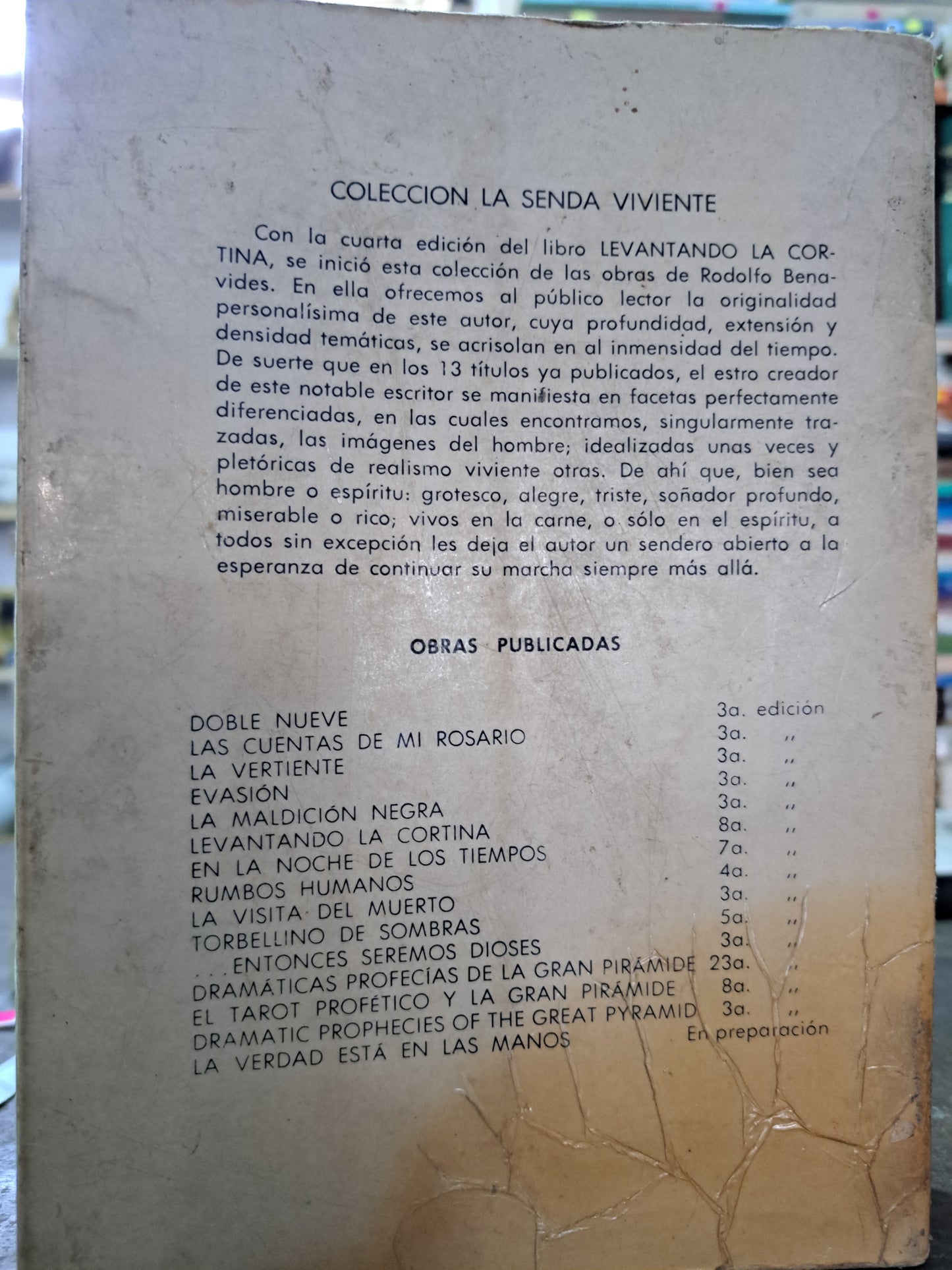 EL TAROT PROFÉTICO Y LA GRAN PIRÁMIDE RODOLFO BENAVIDES USADO ESOTERISMO ALDAMA