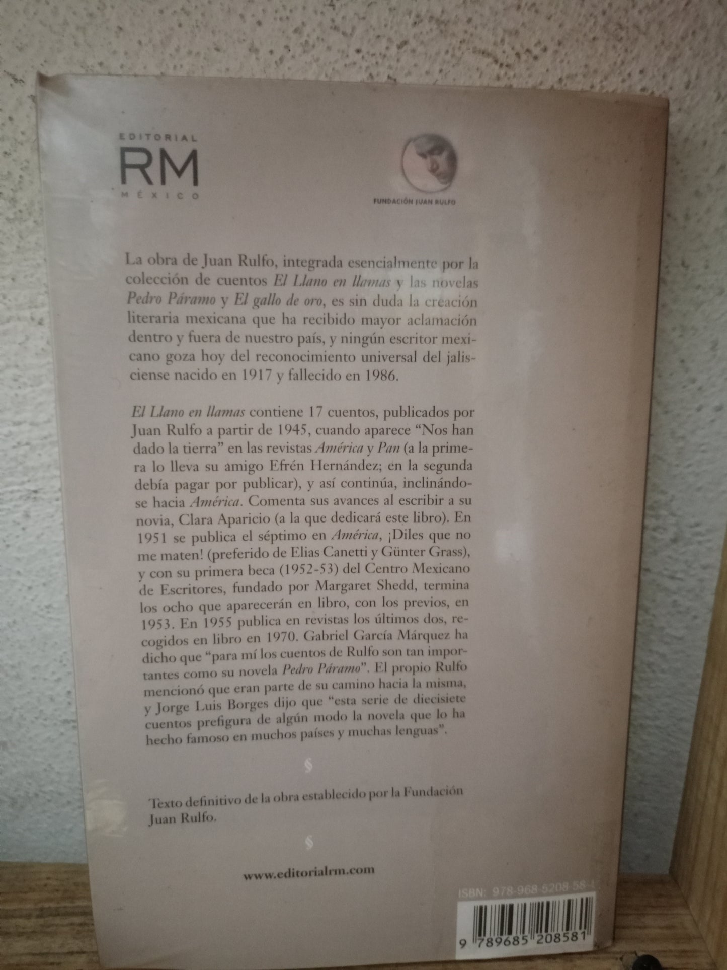 EL LLANO EN LLAMAS POR JUAN RULFO USADO NOVELA LITERARIO 305