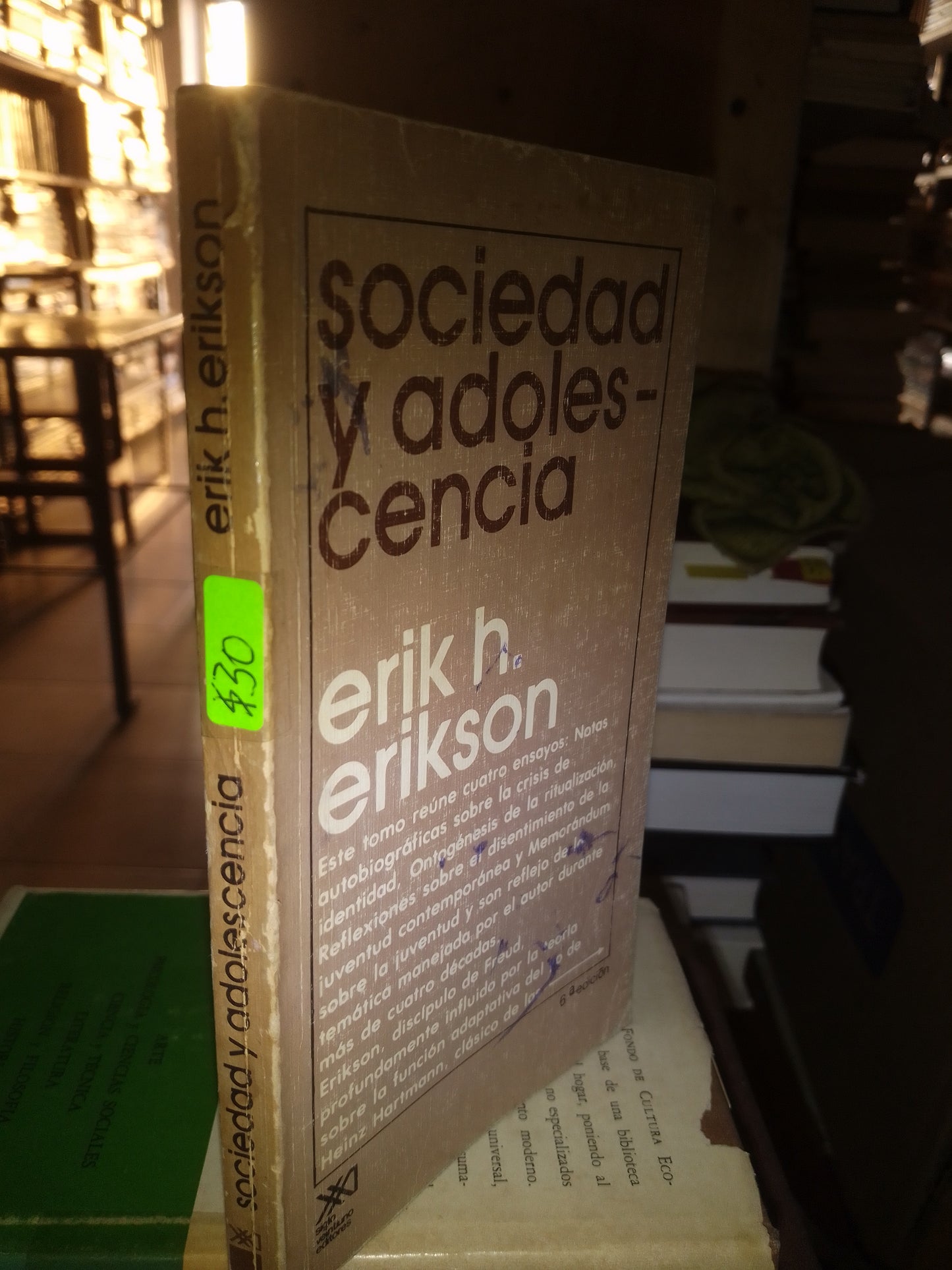 SOCIEDADES Y ADOLESCENCIA POR ERICK H ERICKSON USADO SOCIOLOGÍA LITERARIO 207