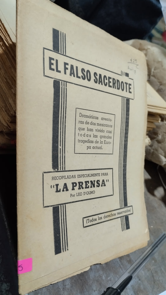 EL FALSO SACERDOTE POR EDITORIAL LA PRENSA LIBRO USADO ANTIGUO ALDAMA