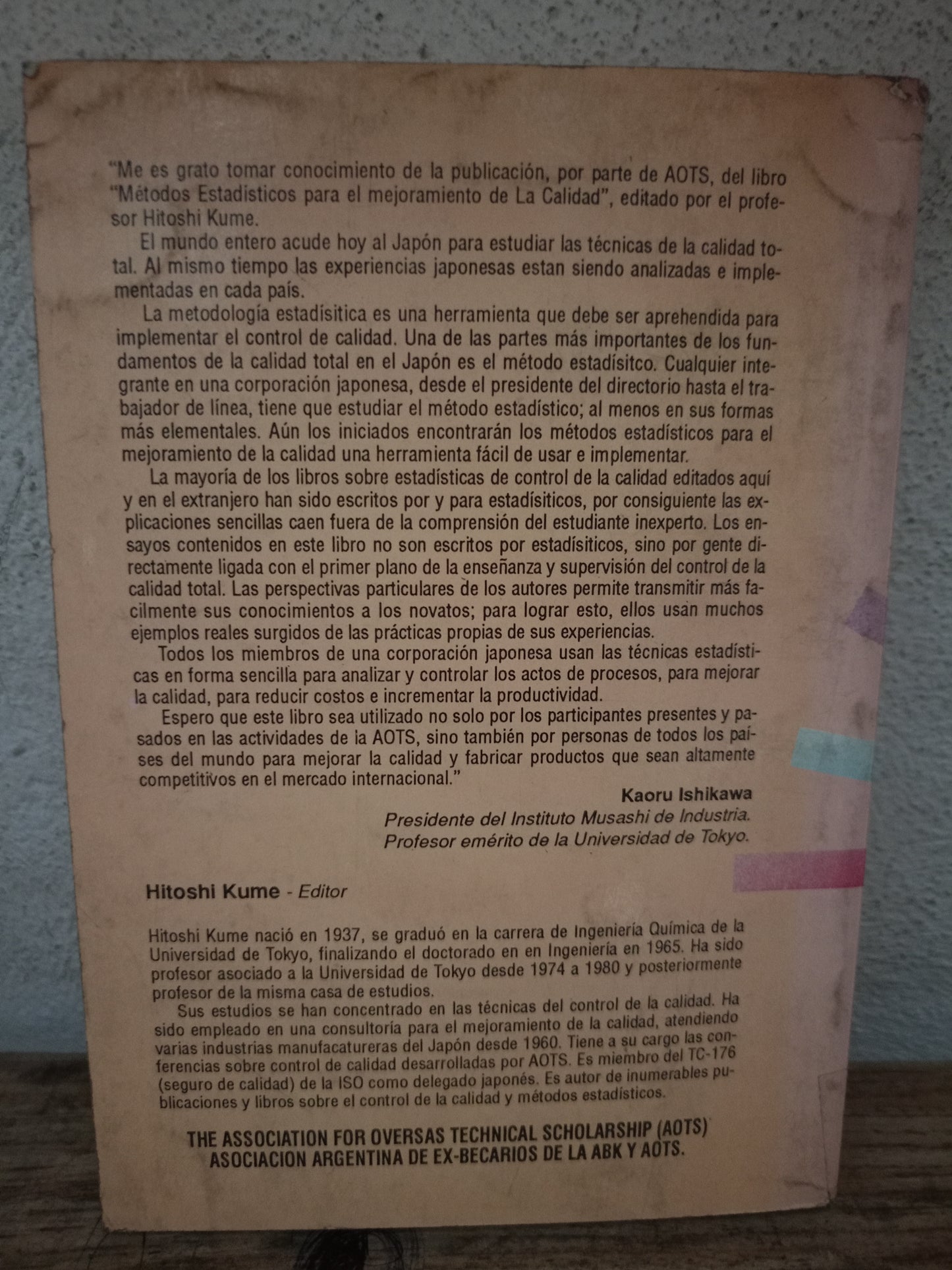 MÉTODOS ESTADÍSTICOS PARA EL MEJORAMIENTO DE LA CALIDAD POR HITOSHI KUME USADO ADMINISTRACIÓN LITERARIO 305