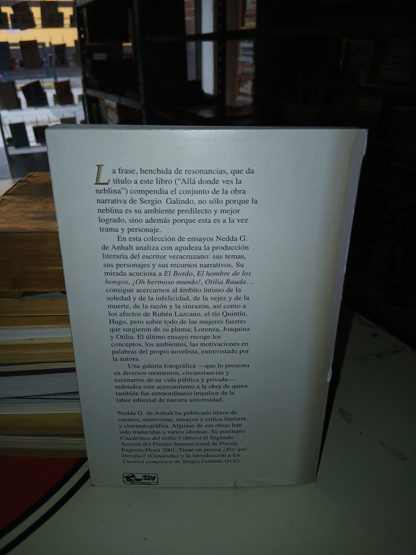 ALLÁ DONDE VES LA NEBLINA UN ACERCAMIENTO A LA OBRA DE SERGIO GALINDO NEDDA G. DE ANHALT USADO NOVELA LITERARIO 207