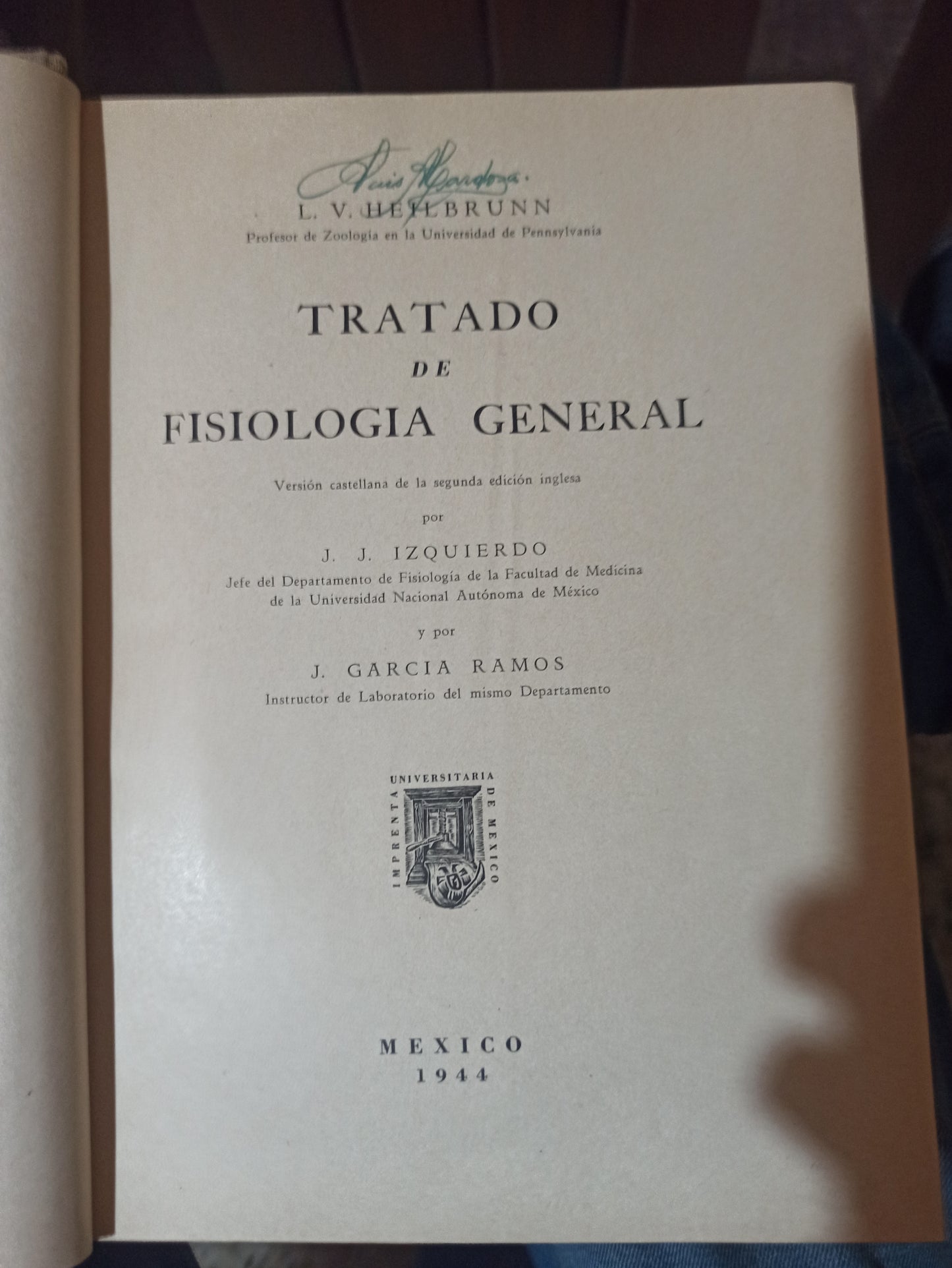 TRATADO DE FISIOLOGIA GENERAL POR J. J. IZQUIERDO USADO SALUD ALDAMA