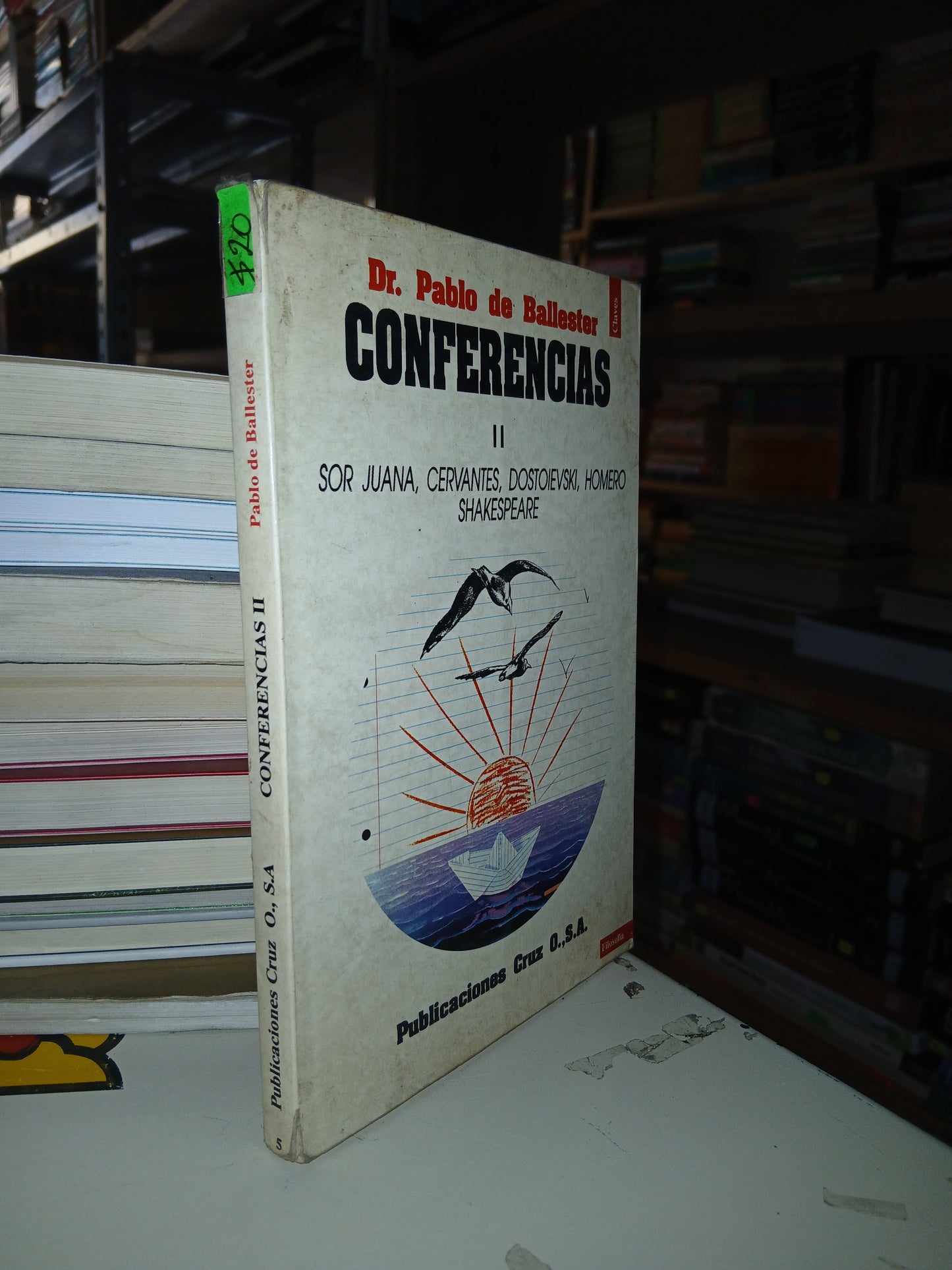 CONFERENCIAS II: SOR JUANA, CERVANTES, DOSTOIEVSKI, HOMERO, SHAKESPEARE POR DR. PABLO DE BALLESTER USADO NOVELA LITERARIO 207