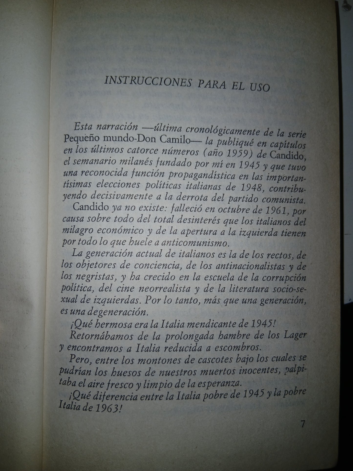 EL CAMARADA DON CAMILO POR GIOVANNI GUARESCHI USADO NOVELA LITERARIO 207