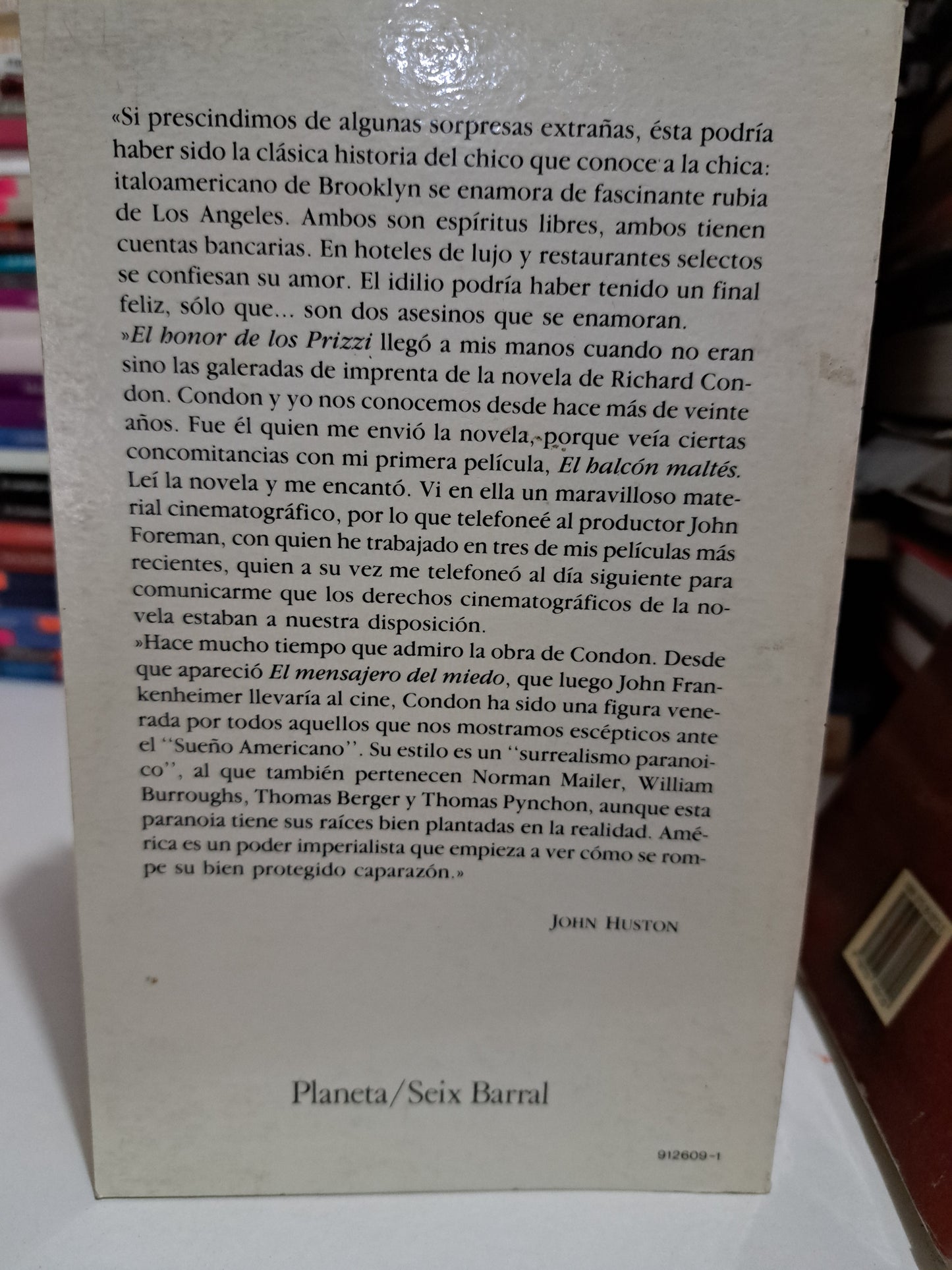 EL HONOR DE LOS PRIZZI RICHARD CONDON USADO NOVELA JUÁREZ