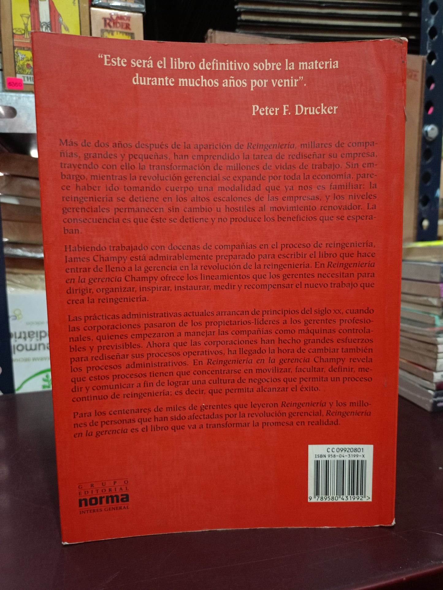 REINGENIERÍA EN LA GERENCIA POR JAMES CHAMPY USADO SUPERACIÓN PERSONAL LITERARIO 305