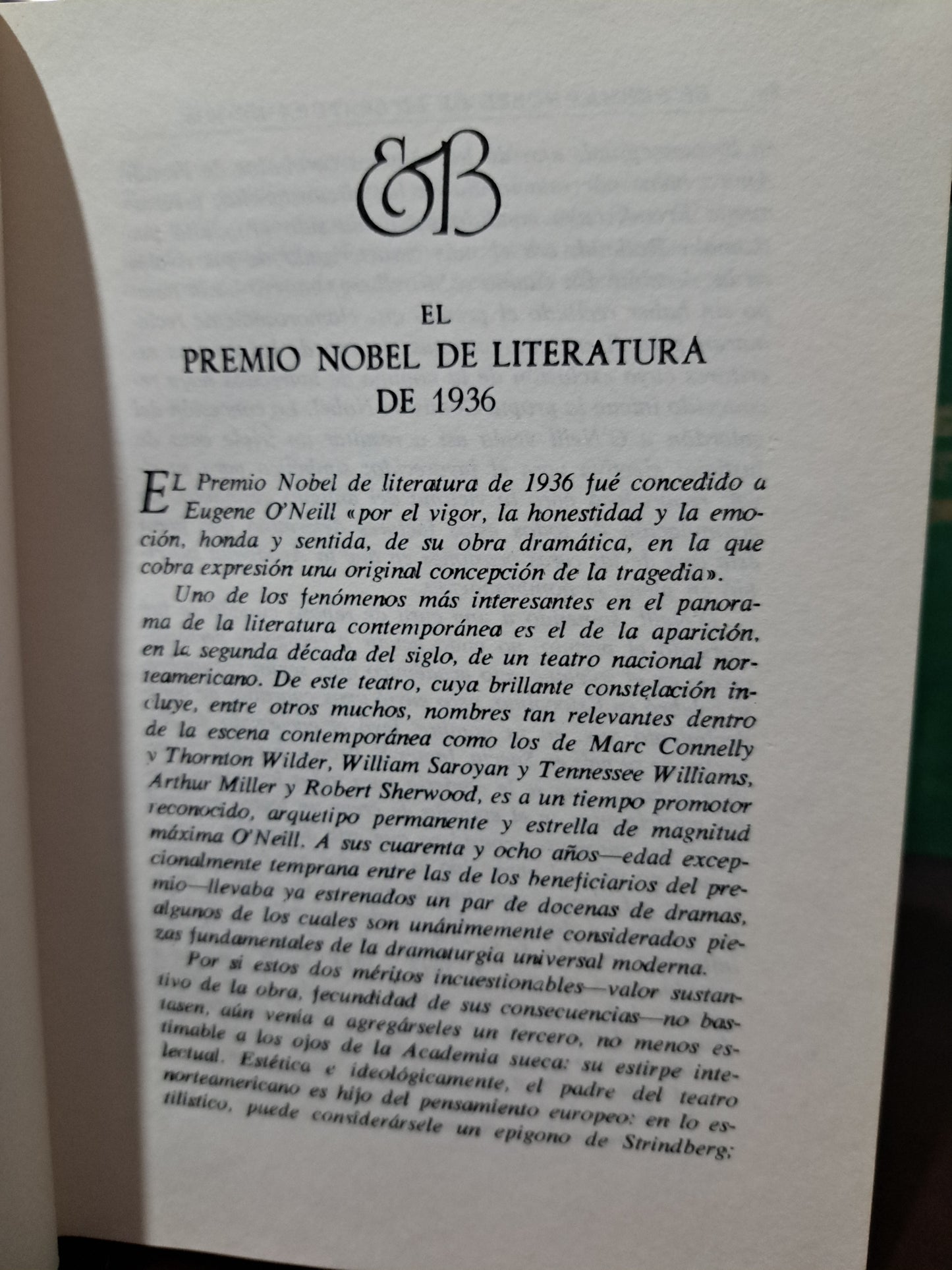 PREMIO NOBEL DE LITERATURA 1936 EUGENE  O'NEILL USADO NOVELA LITERARIO 305