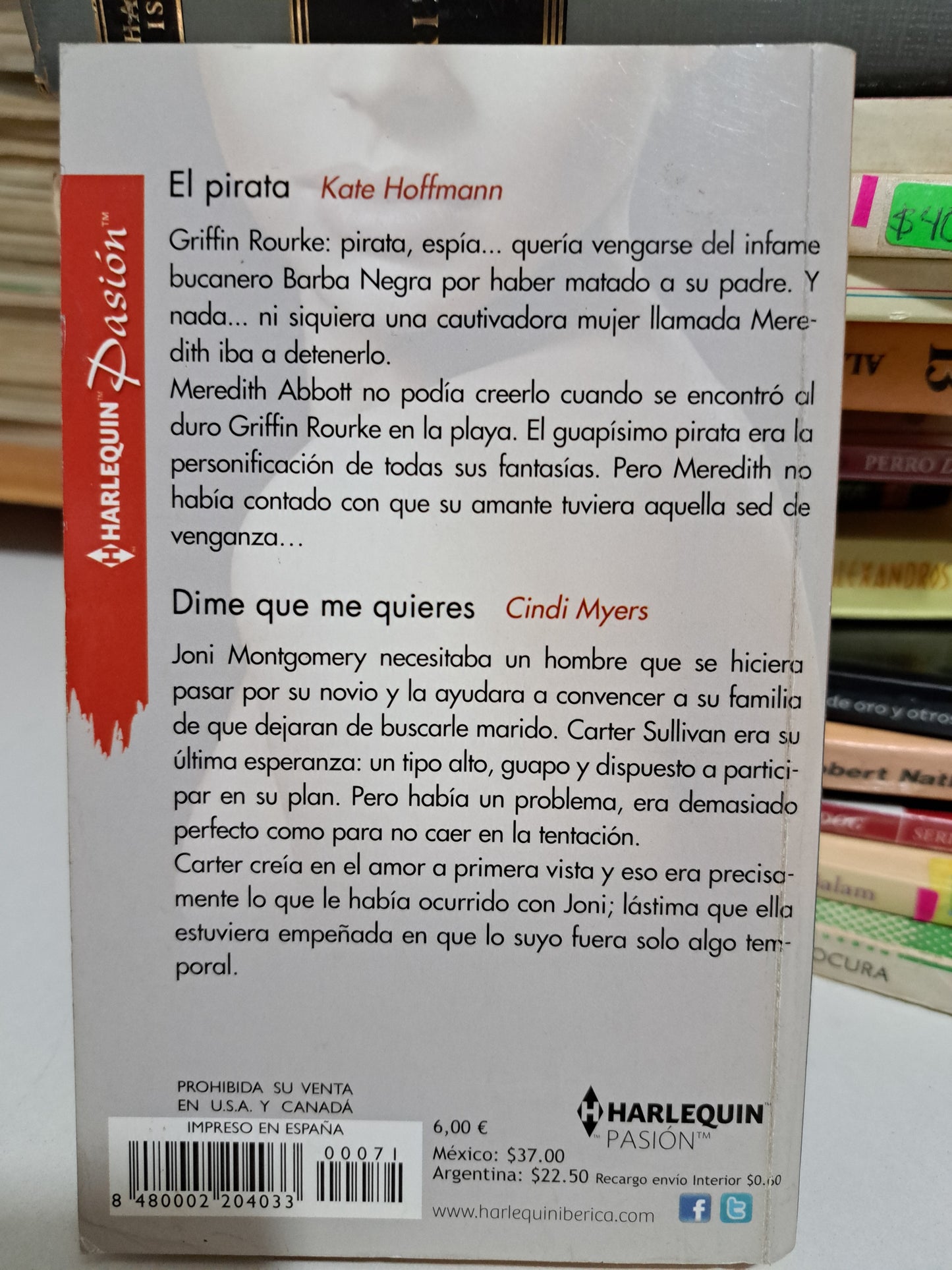 EL PIRATA KATE HOFFMANN DIME QUE ME QUIERES CINDI MYERS USADO NOVELA JUÁREZ