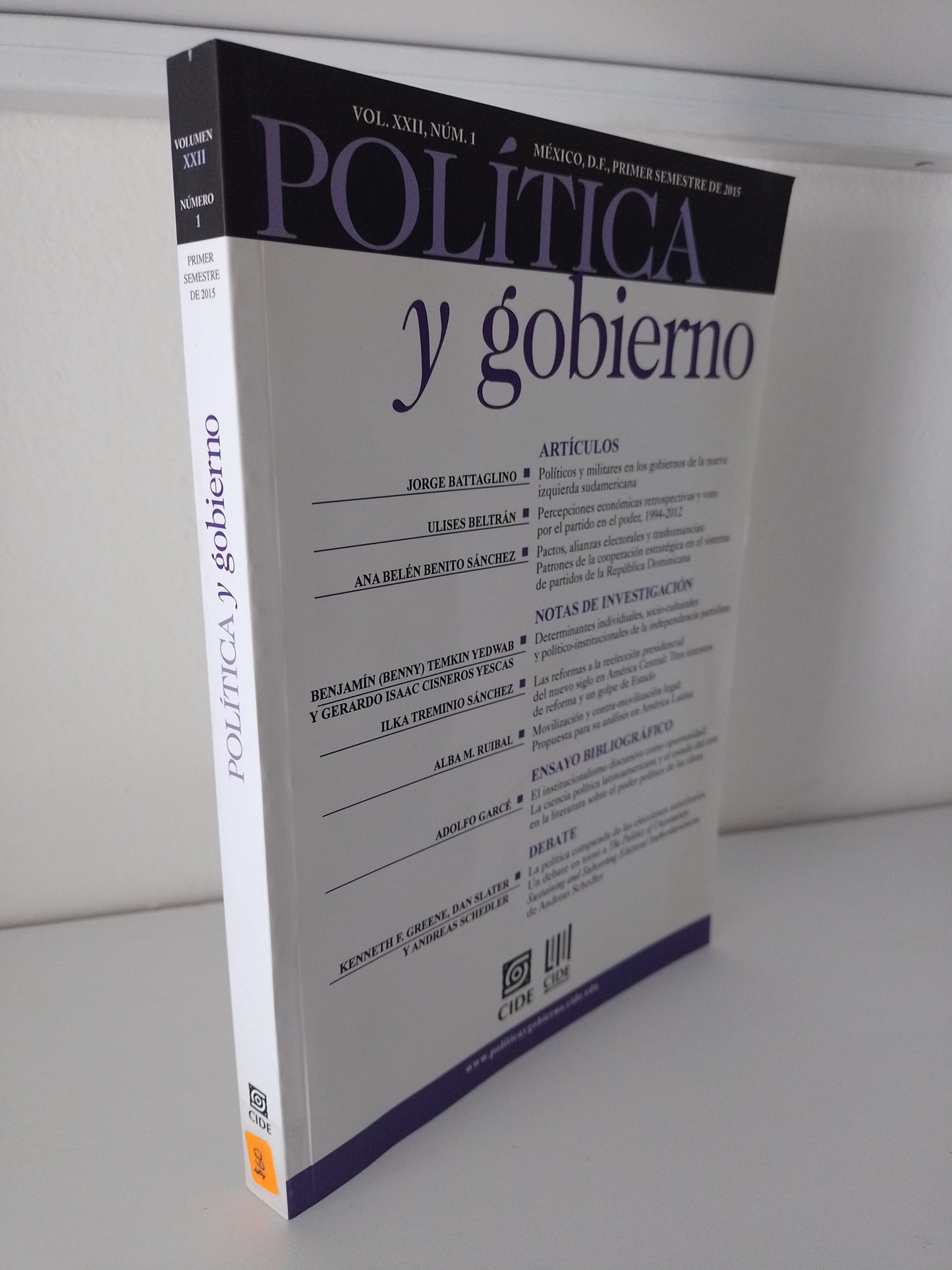 POLITICA Y GOBIERNO VOLUMEN XXII NUMERO 1 POR VARIOS AUTORES USADO POLITICA JUAREZ 515