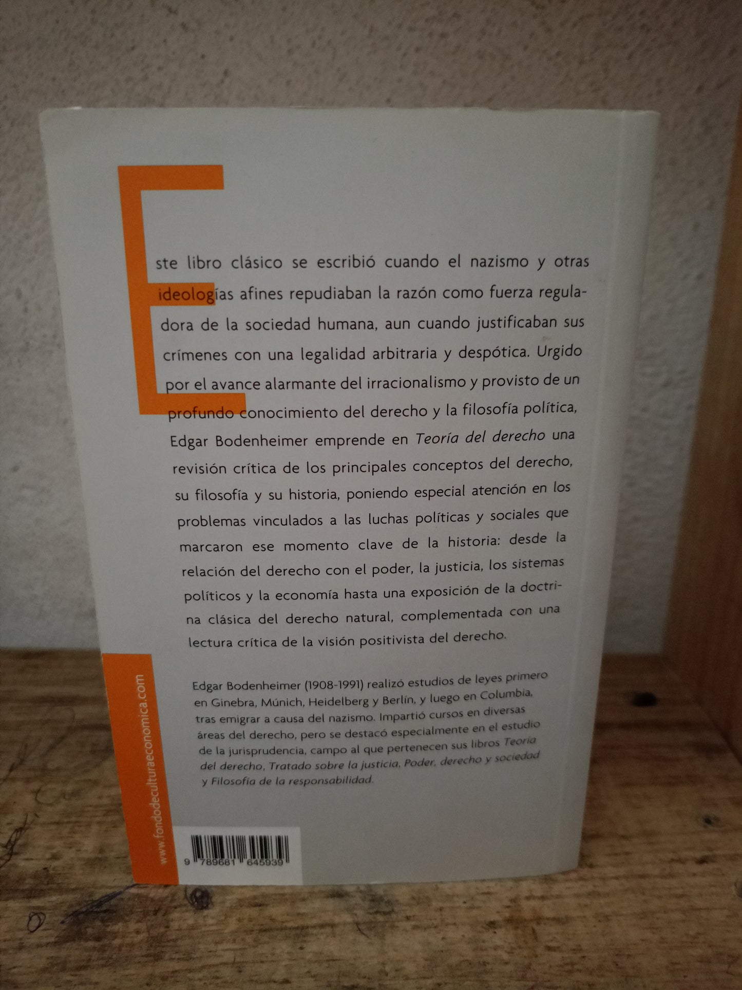 TEORÍA DEL DERECHO POR EDGAR BODENHEIMER USADO DERECHO LITERARIO 305