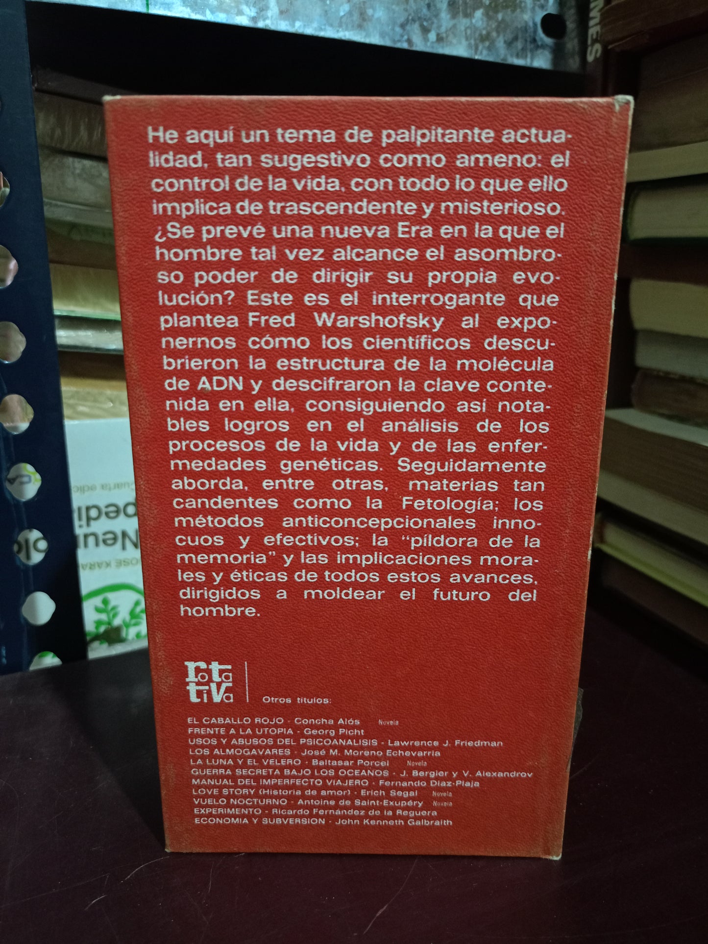 EL CONTROL DE LA VIDA POR FRED WARSHOFSKY USADO NOVELA LITERARIO 305