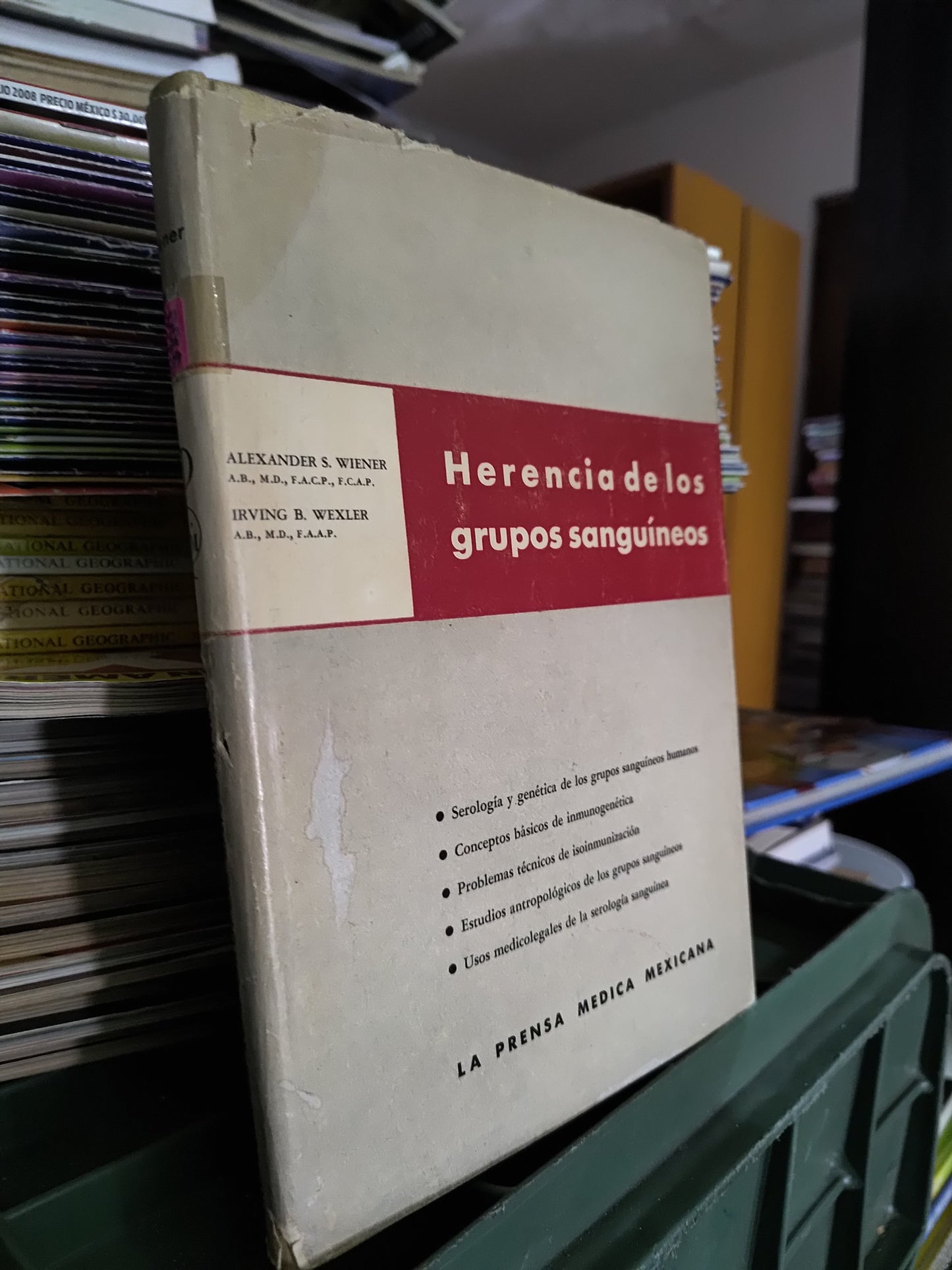HERENCIA DE LOS GRUPOS SANGUINEOS POR ALEXANDER S. WIENER USADO SALUD JUAREZ 515