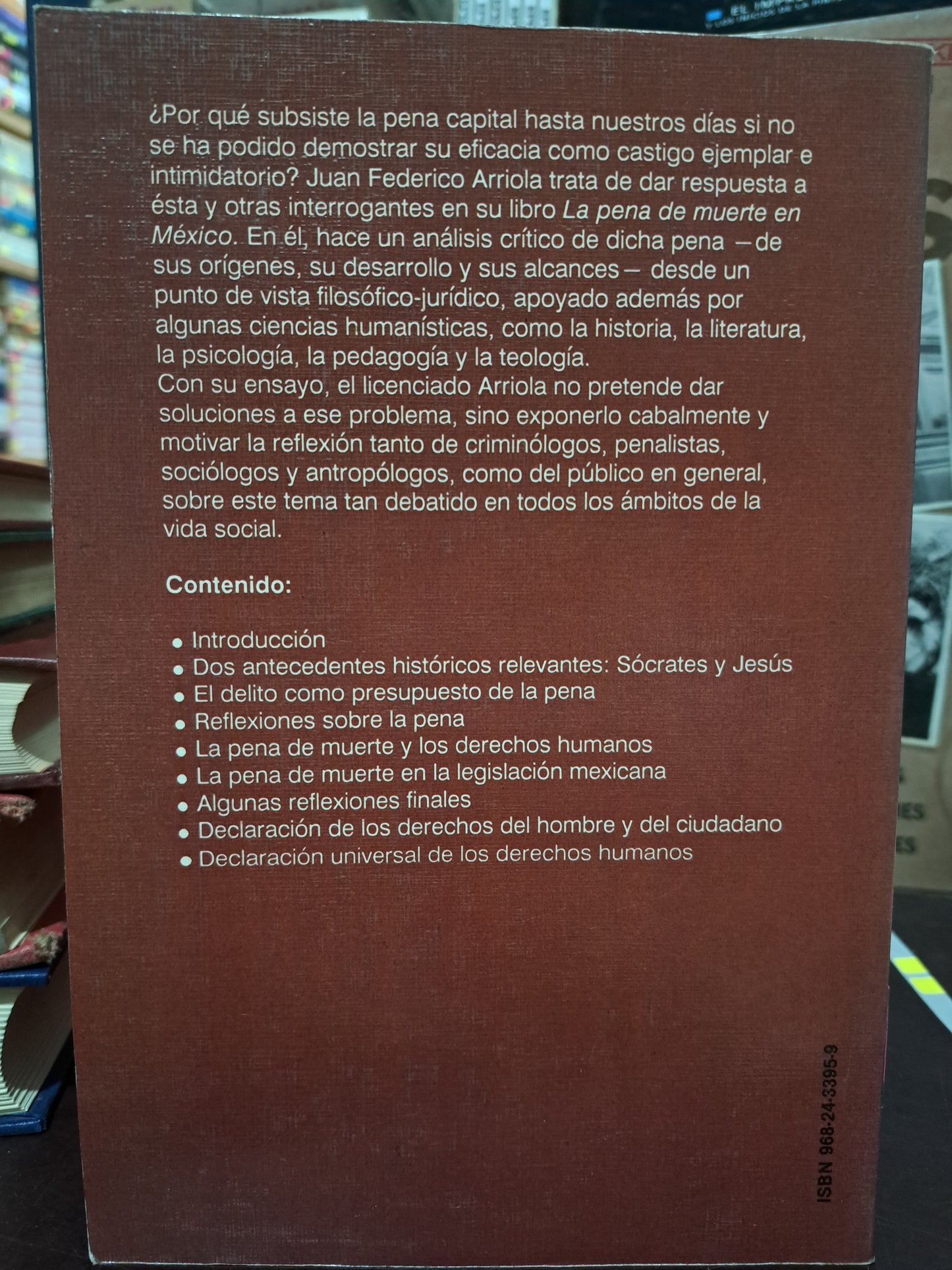 LA PENA DE MUERTE EN MÉXICO JUAN FEDERICO ARRIOLA USADO DERECHO LITERARIO 305