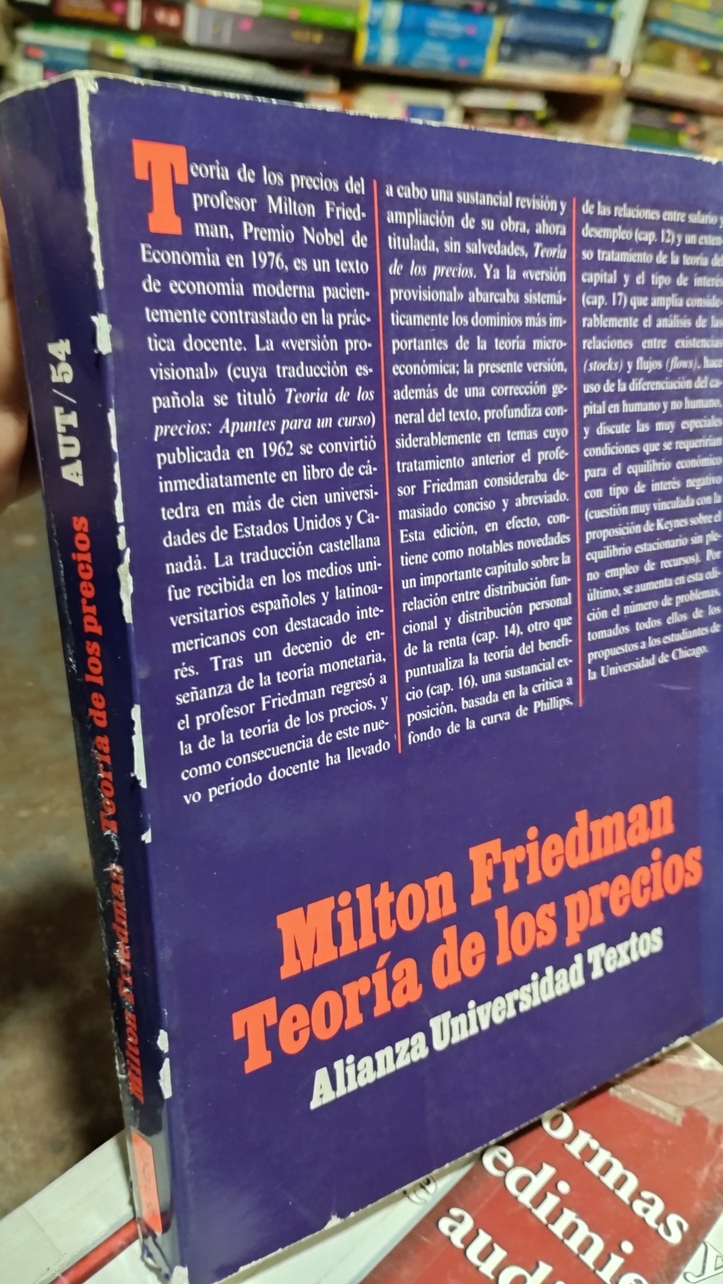 MILTON FRIEDMAN TEORIA DE LOS PRECIOS POR ALIANZA UNIVERSIDAD TEXTOS LIBRO USADO ADMINISTRACION ALDAMA