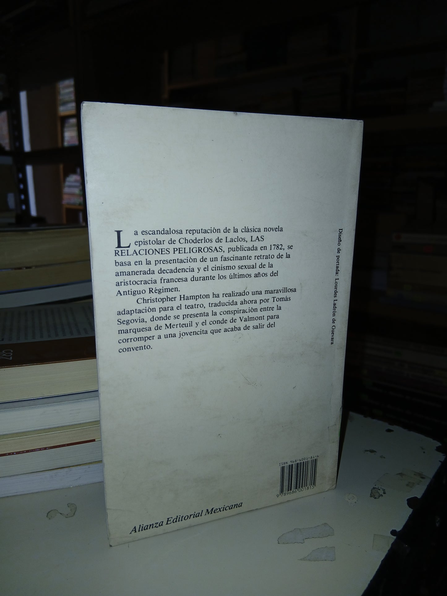 LAS RELACIONES PELIGROSAS POR CHRISTOPHER HAMPTON USADO TEATRO LITERARIO 207