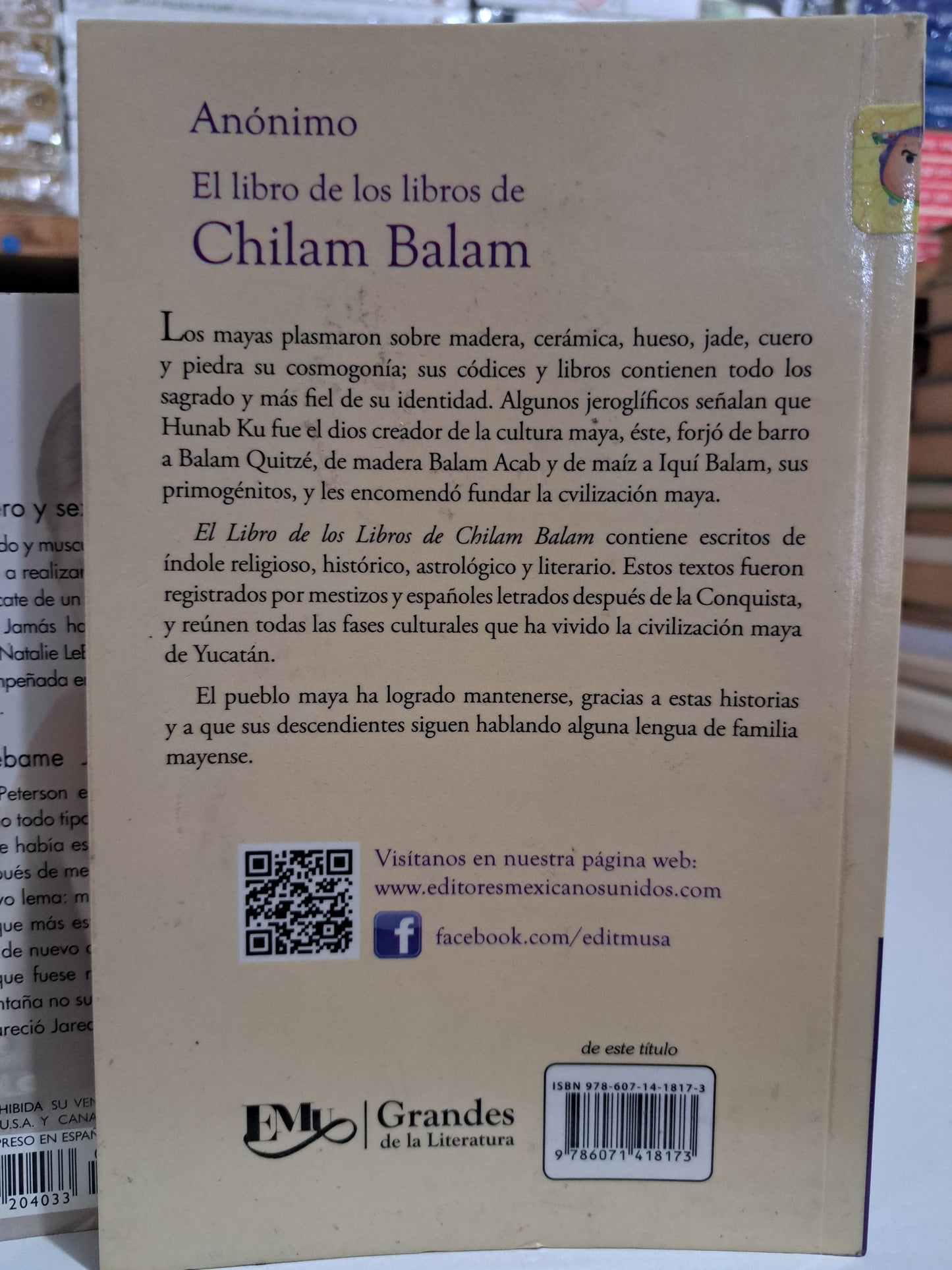 EL LIBRO DE LOS LIBROS CHILAM BALAM USADO NOVELA JUÁREZ