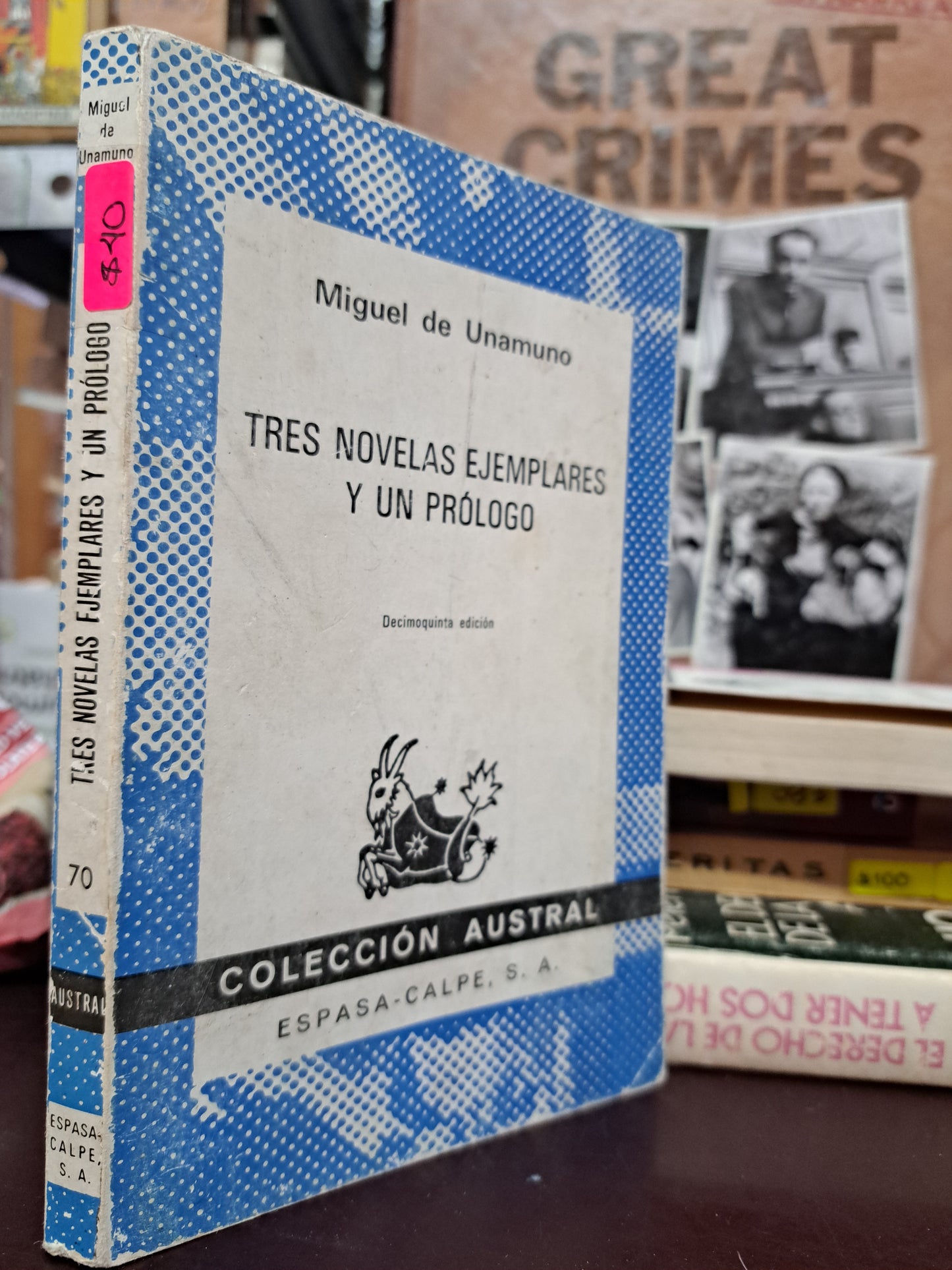 TRES NOVELAS EJEMPLARES Y UN PRÓLOGO MIGUEL DE UNAMUNO USADO NOVELA LITERARIO 305