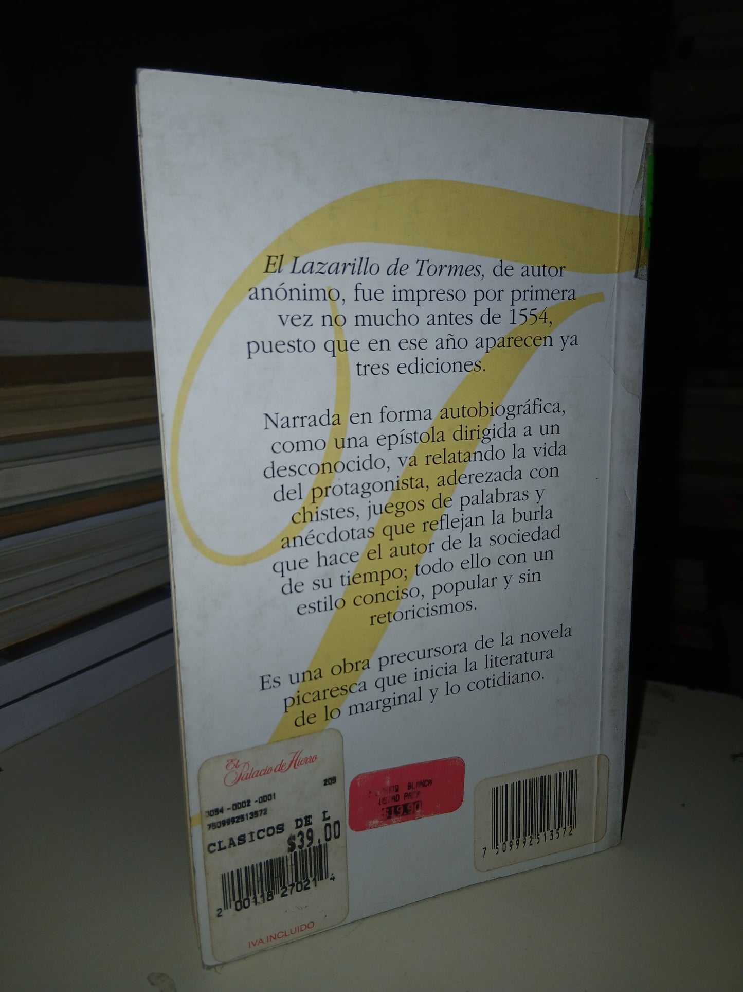 EL LAZARILLO DE TORMES ANÓNIMO USADO NOVELA LITERARIO 207