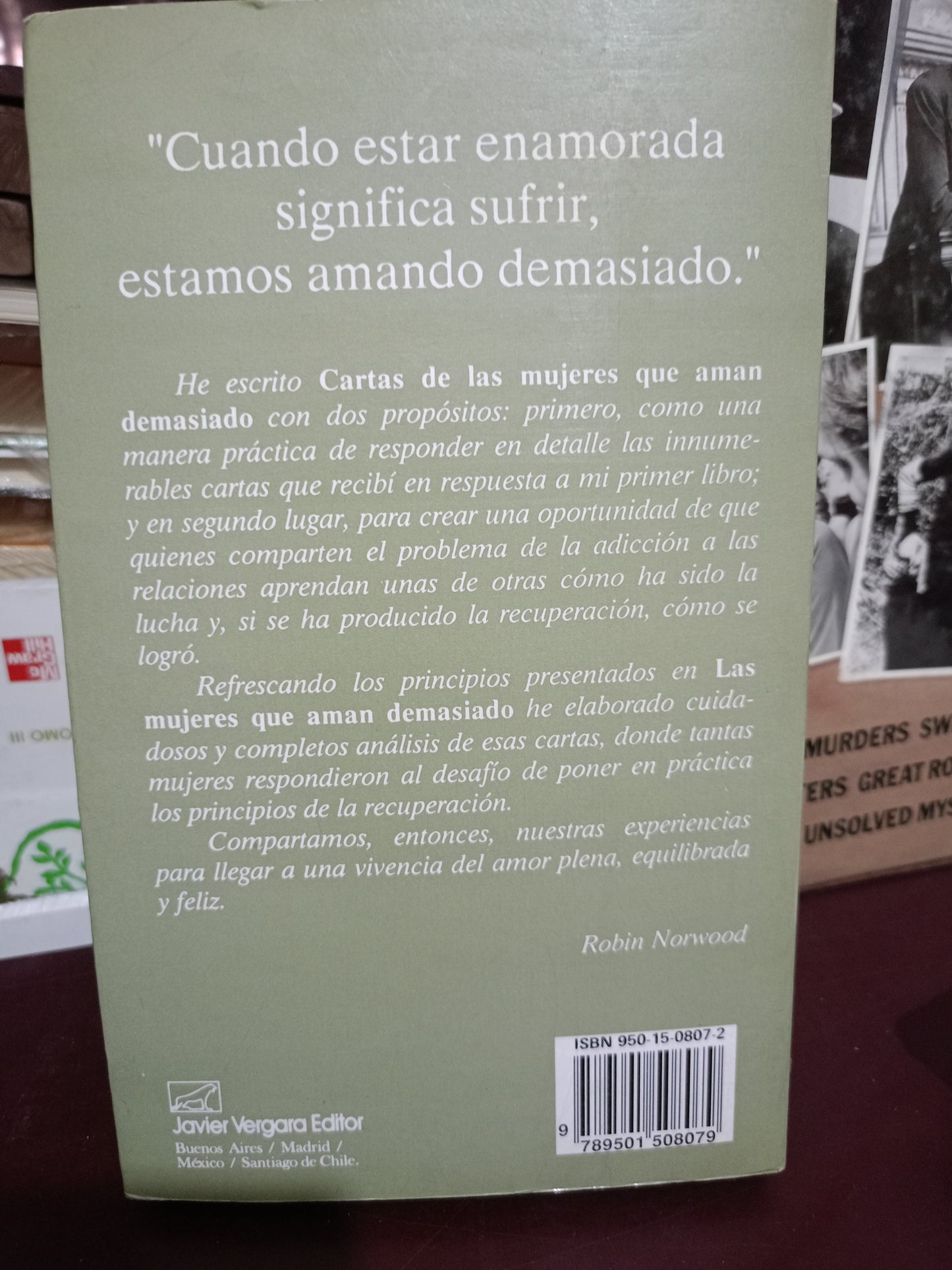 CARTAS DE LAS MUJERES QUE AMAN DEMASIADO ROBIN NORWOOD USADO SPERSONAL LITERARIO 305