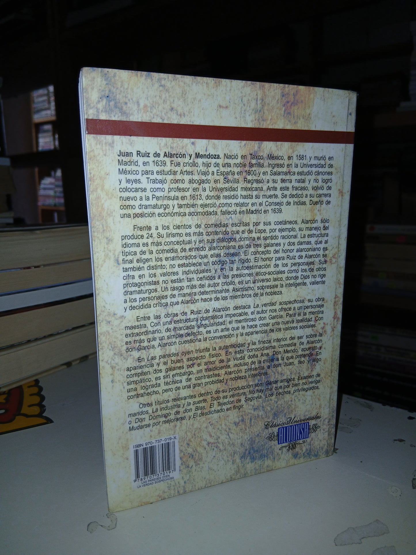LAS PAREDES OYEN/LA VERDAD SOSPECHOSA POR JUAN RUIZ DE ALARCÓN Y MENDOZA USADO TEATRO LITERARIO 207