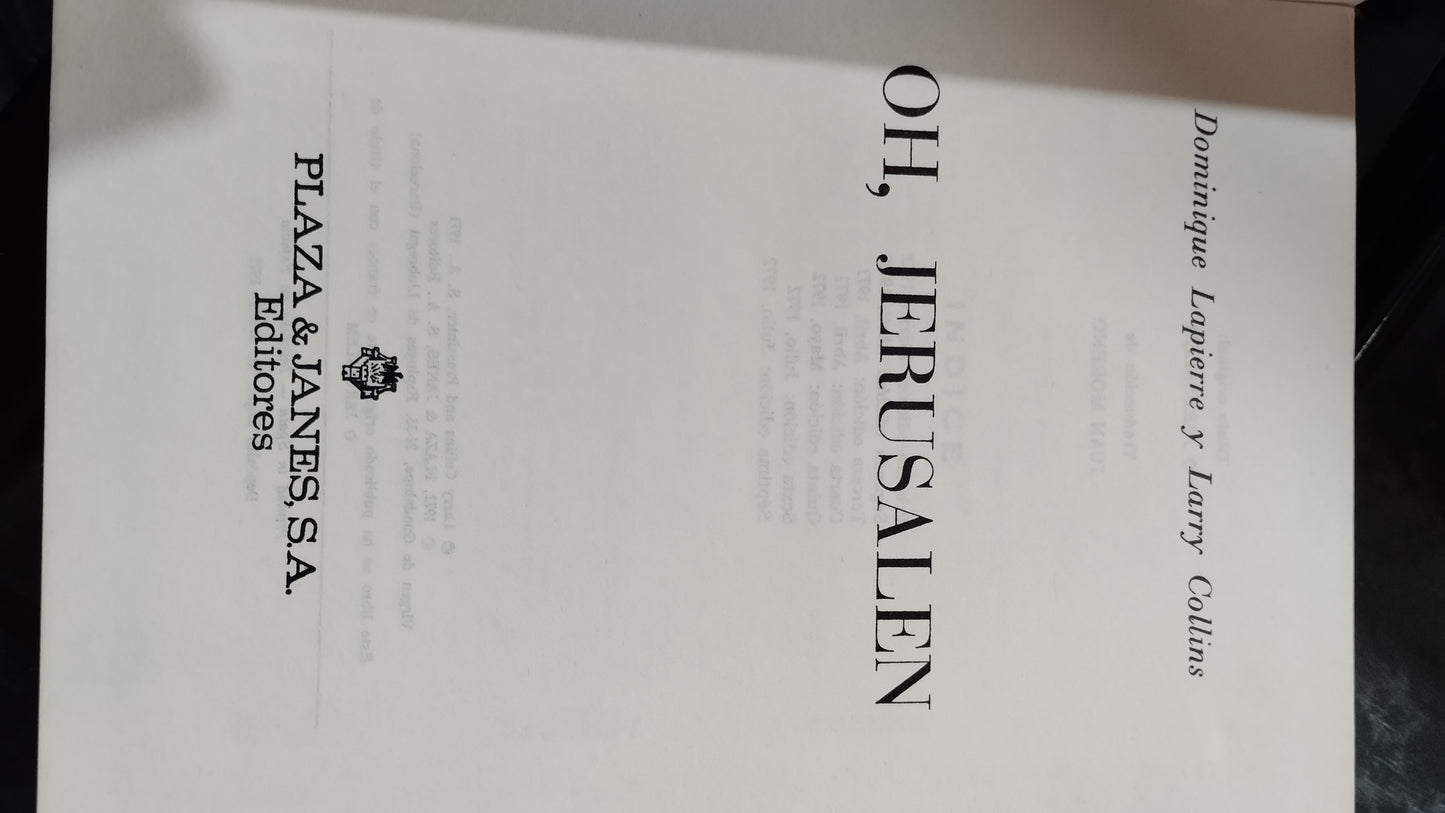 OH JERUSALÉN POR DOMINIQUE LAPIERRE LARRY COLLINS LIBRO USADO HISTORIA ALDAMA