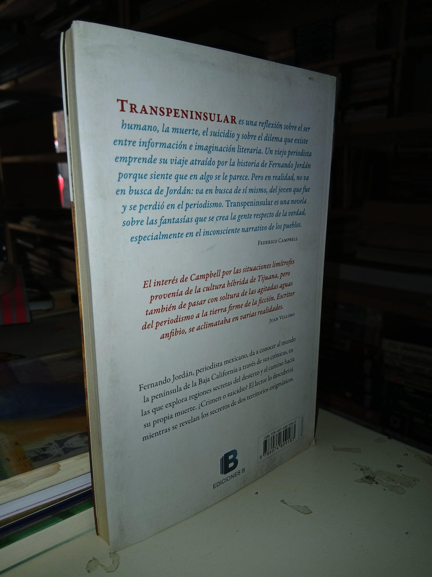 TRANSPENINSULAR POR FEDERICO CAMPBELL USADO NOVELA LITERARIO 207