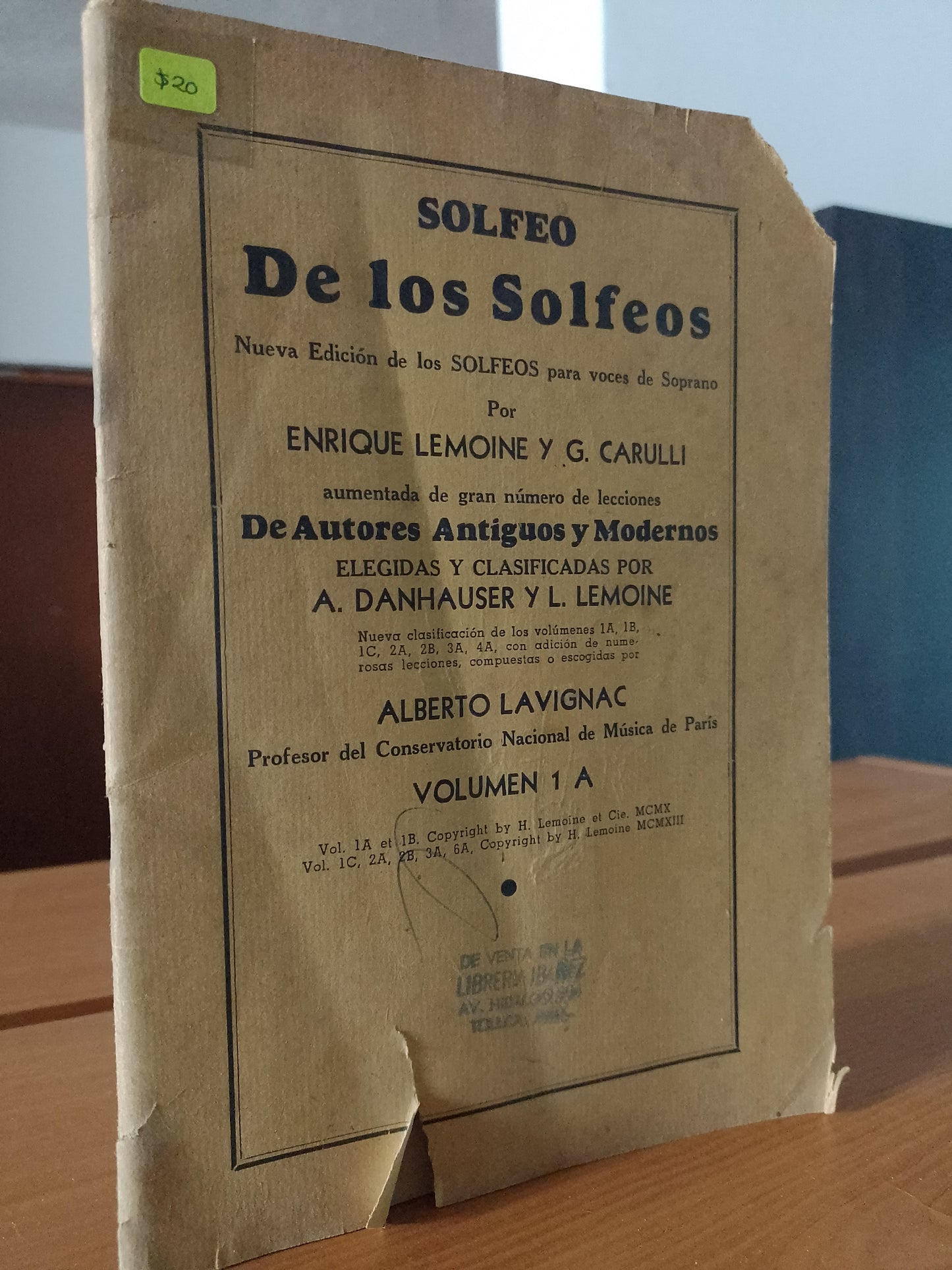 SOLFEO DE LOS SOLFEOS POR ENRIQUE LEMOINE Y G CARULLU USADO MUSICA JUAREZ 515