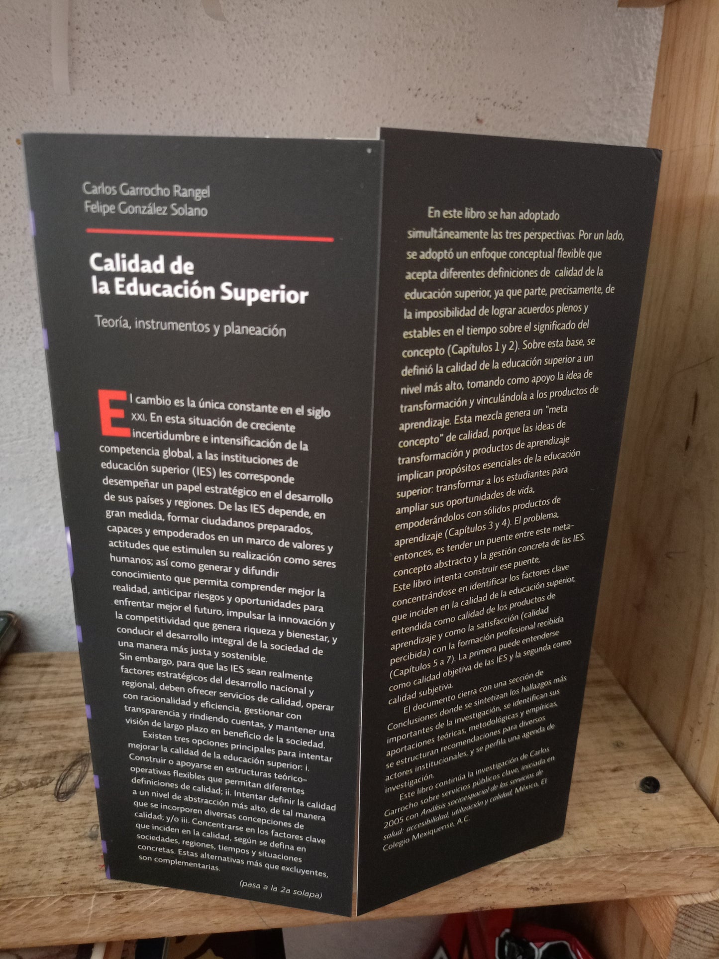 CALIDAD DE LA EDUCACIÓN SUPERIOR TEORÍA, INSTRUMENTOS Y PLANEACIÓN POR CARLOS GARROCHO RANGEL Y FELIPE GONZÁLEZ SOLANO USADO EDUCACIÓN LITERARIO 305