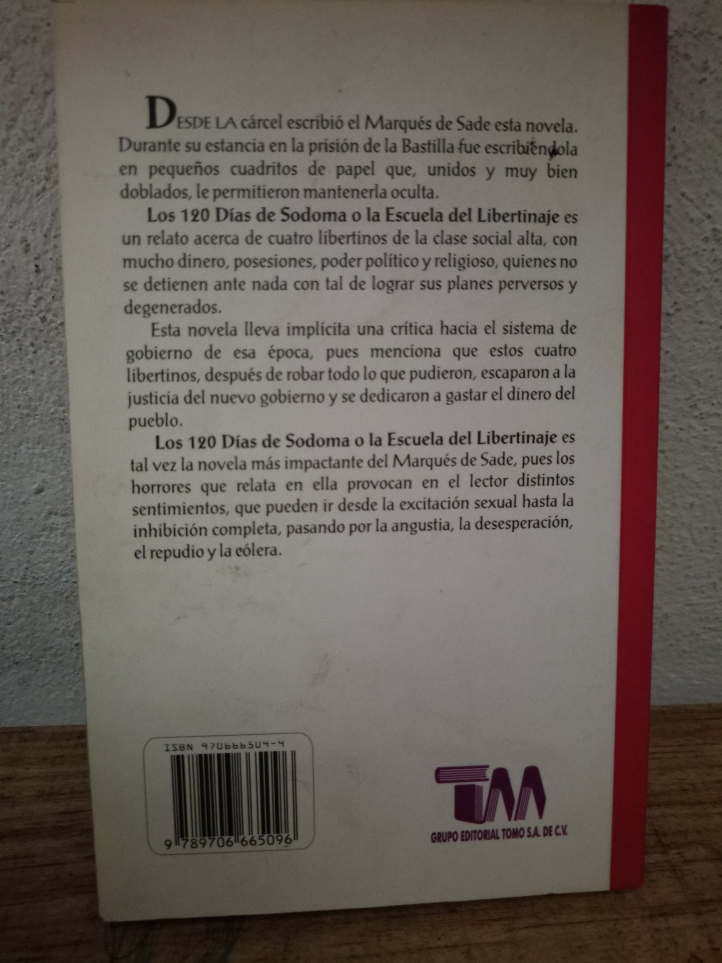LOS 120 DIAS DE SODOMA MARQUES DE SADE USADO NOVELA LITERARIO 305